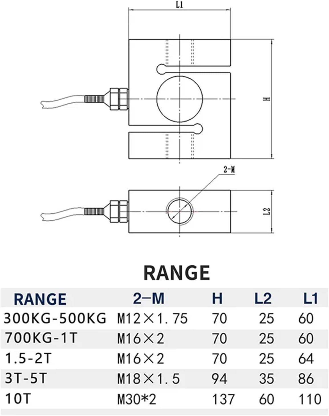 Beam High-Precision Load Cell Scale Sensor 107 5 300 Kg 500Kg 1000Kg 1T 2T 5T 10T S Type High Accuracy Pressure Weight Sensor Load Cell to Measure Force, Pressure, Displacement, Strain(700Kg) image number 2