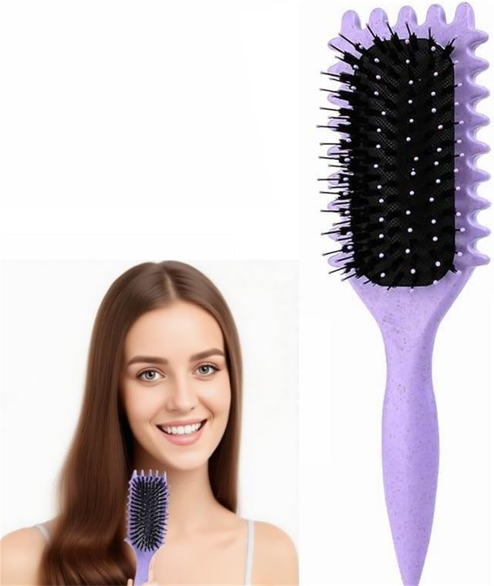 Curl Defining Brush - Purple Curly Hair Styling Tool for Women & Men, Ideal for Detangling, Combing, Shaping & Defining Curls, Reduces Pulling and Prevents Curl Separation image number 4