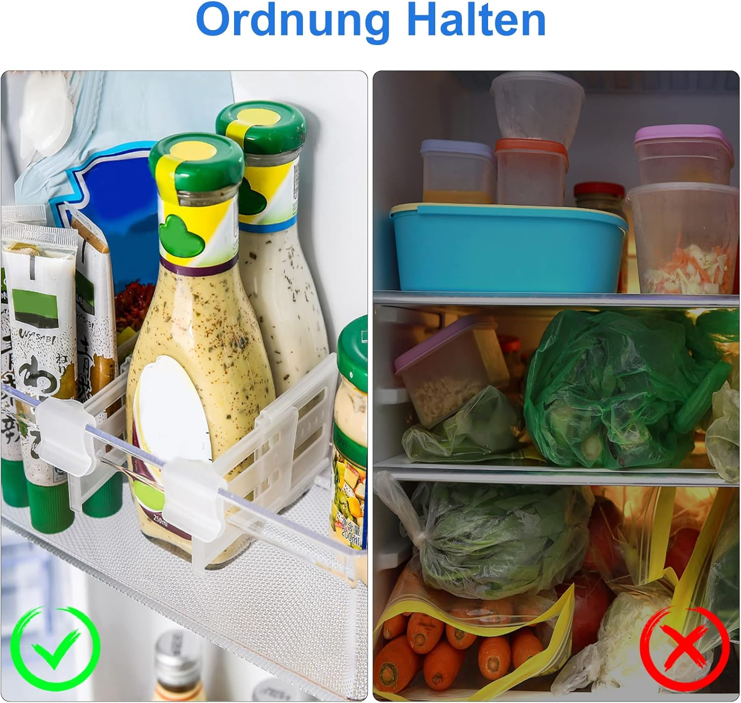 DAWRIS Fridge Organiser, Set of 16, Kitchen Storage Box, Organisation, Adjustable Drawer Insert, Extendable Drawers, Shelf Insert in Kitchen Cabinet for Kitchen, Fridge, Cabinets image number 2