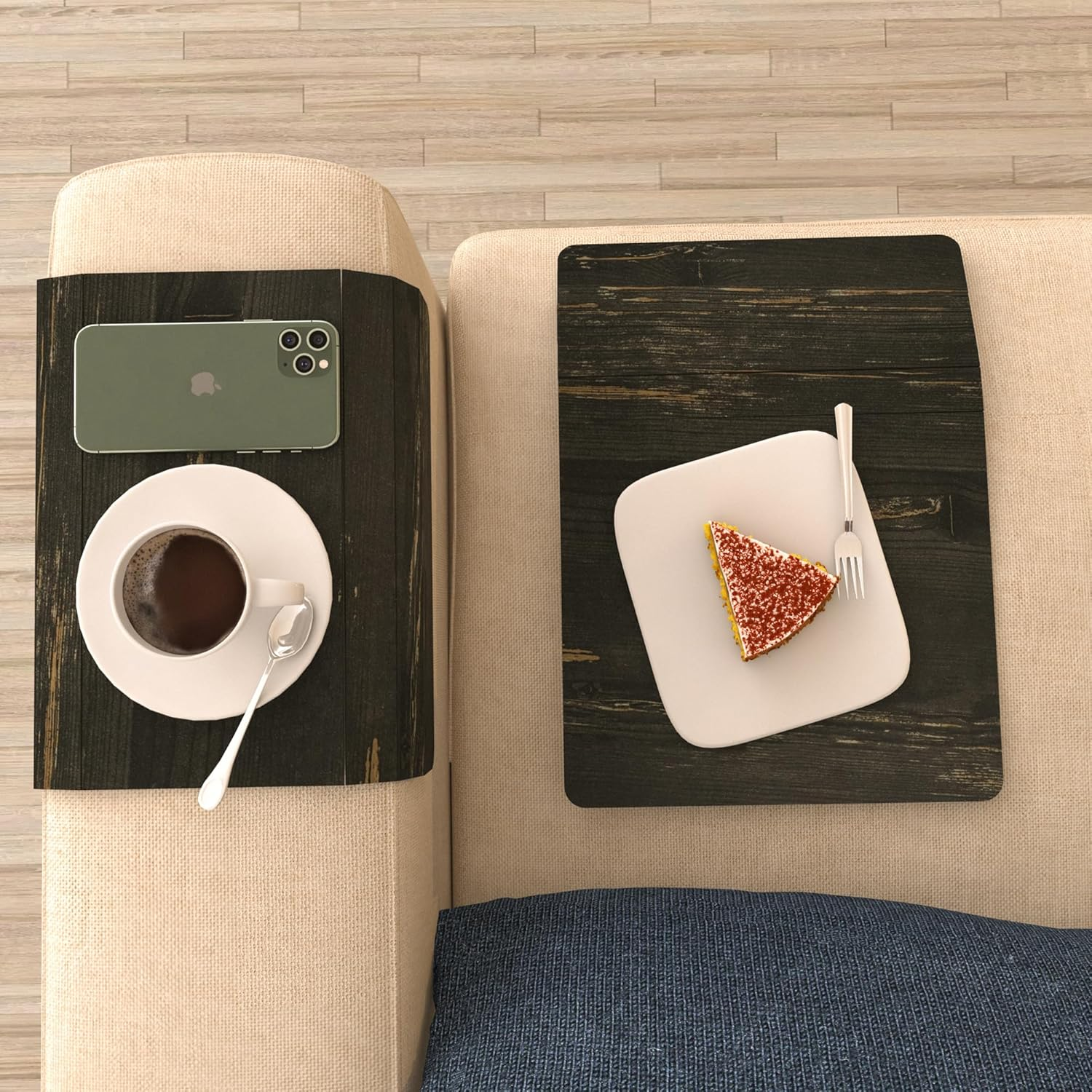 Ultimate Premium Products Wooden Sofa Tray, Armrest Tray Table for Couch, Foldable, Flexible Sofa Tray with 15.8"" X 11"", Snacks, Remote Control or Phone Holder Set of 2 | Dream image number 6