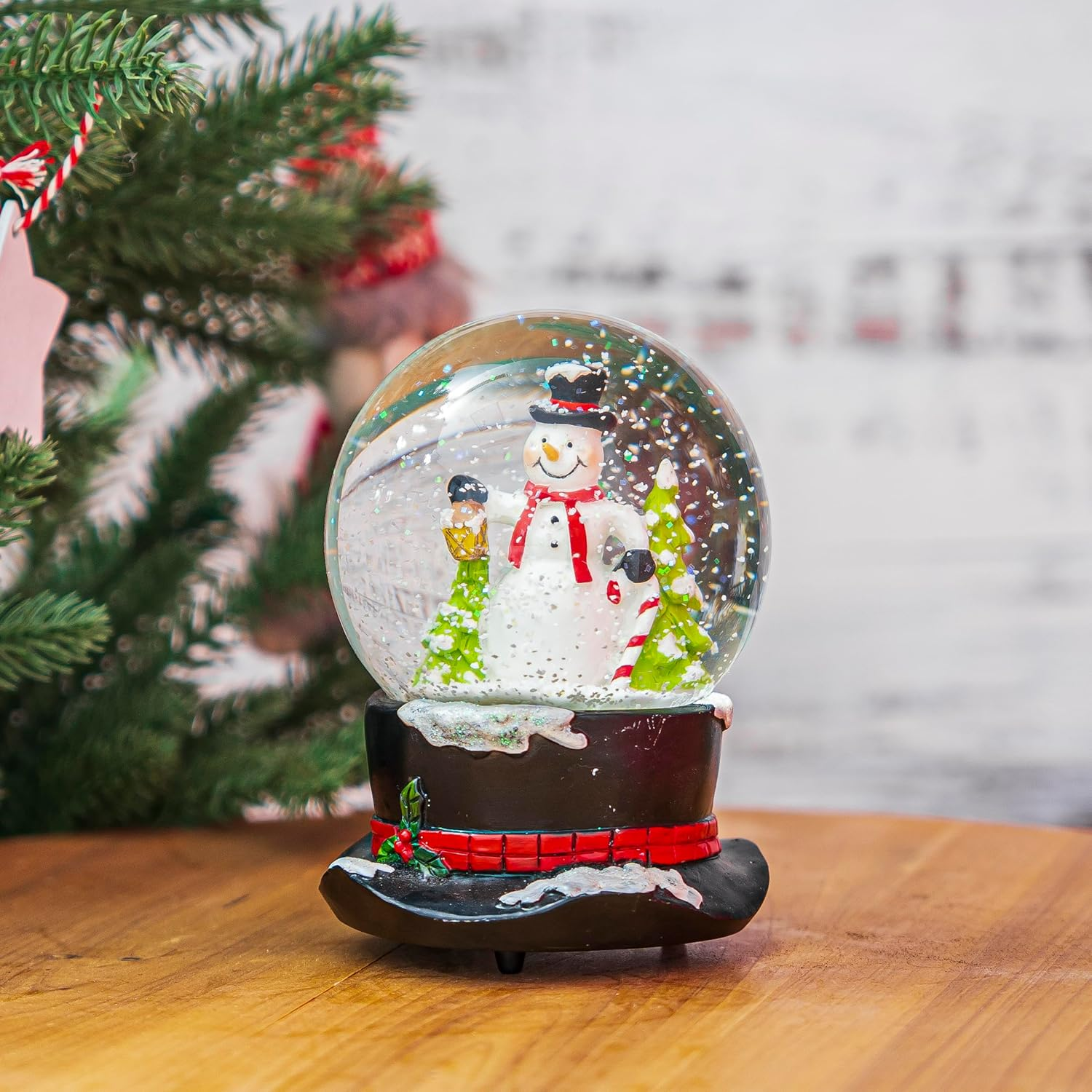 Snow Globes Glitter Water Globe Decoration Musical Snow Globes Decor Plays We Wish You a Merry Christmas, 100Mm, Snowman image number 2