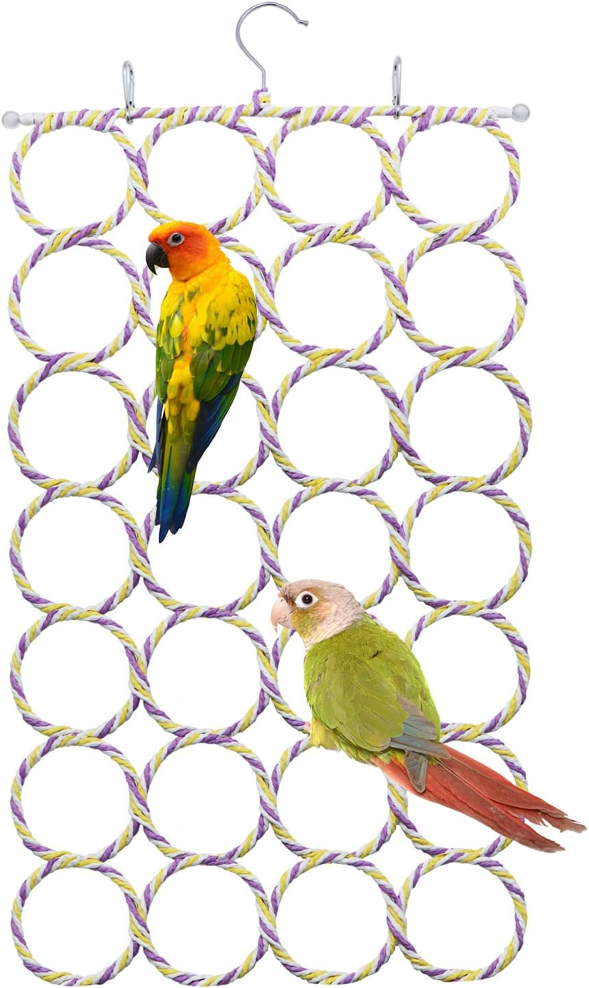 Bird Rope Climbing Net Parrot Swing Hanging Toy for Parakeet Cockatiel Cockatoo Conure African Grey Macaw (Random Color) image number 2
