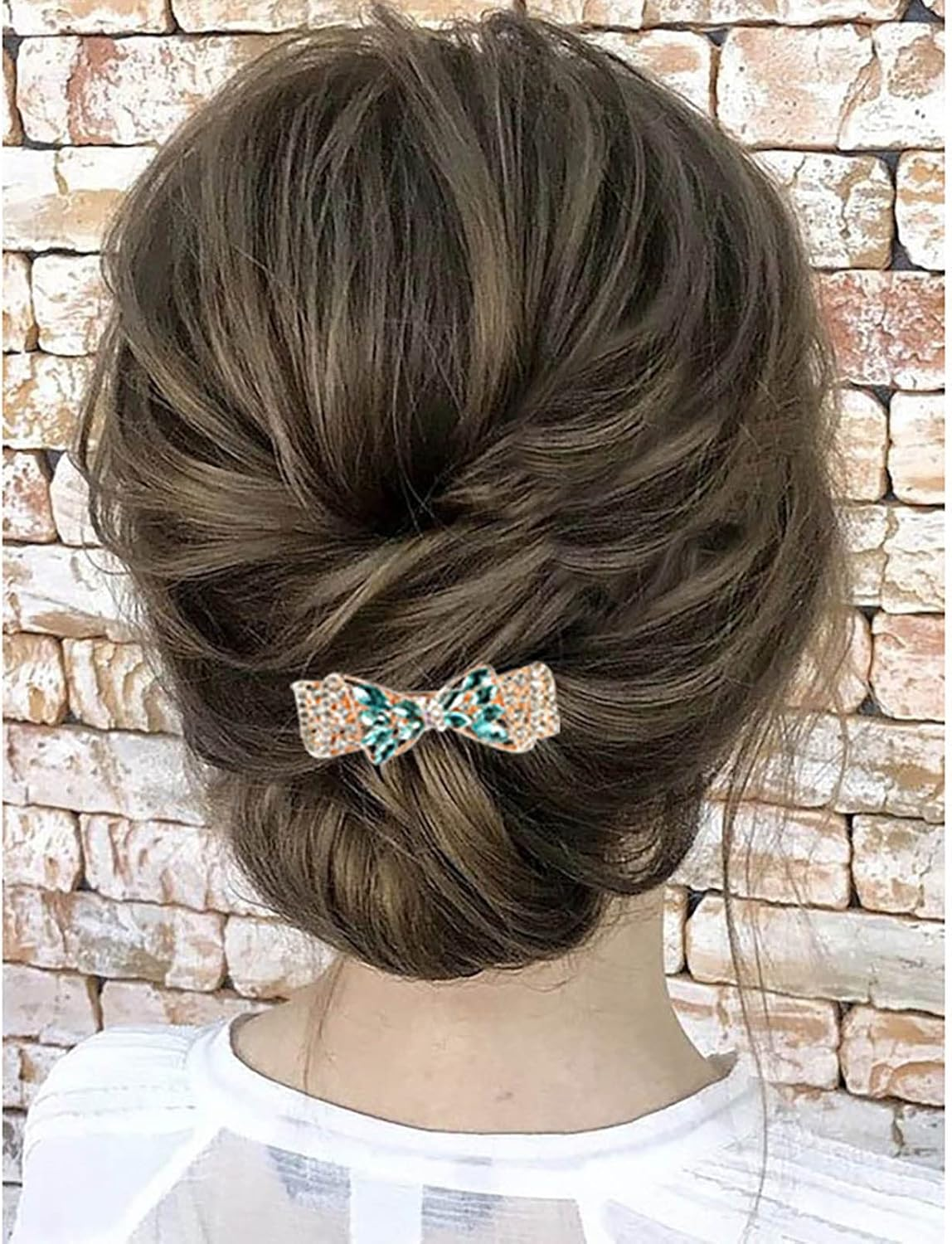 Tseenyi Bow Crystal Hair Clip Rhinestone Wedding Hair Clip Hair Clip Shiny Bridal Crystal Hair Clip Decorative Headwear Gold Gemstone Women and Girls (With Champagne Crystal)