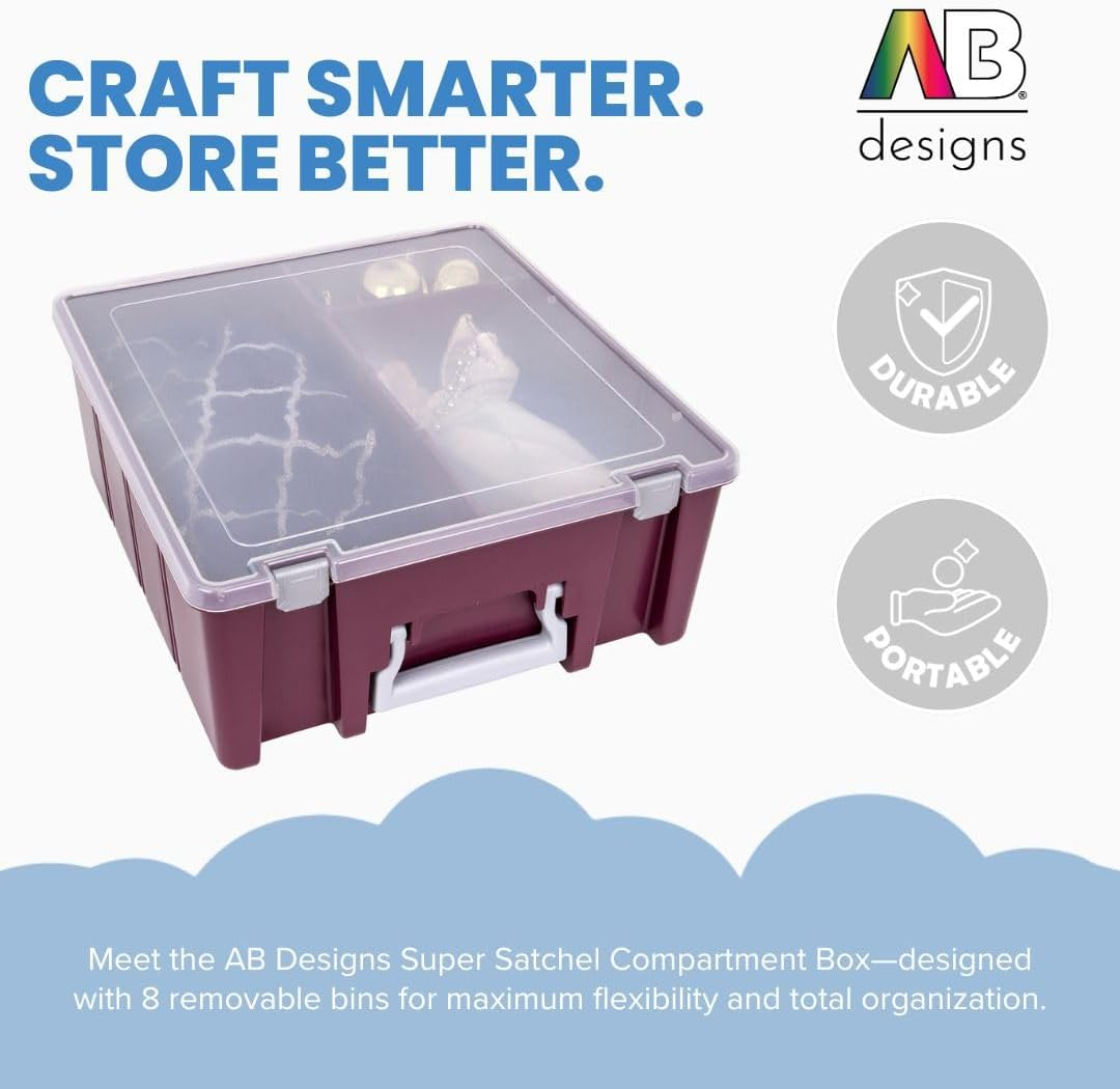 Artbin Super Satchel Compartment Box - Stackable Durable Art Storage with 8 Removable Compartments, Smart Closure, and Portable Design for Craft Supplies, Threads, Ribbons, Paint Tubes image number 1