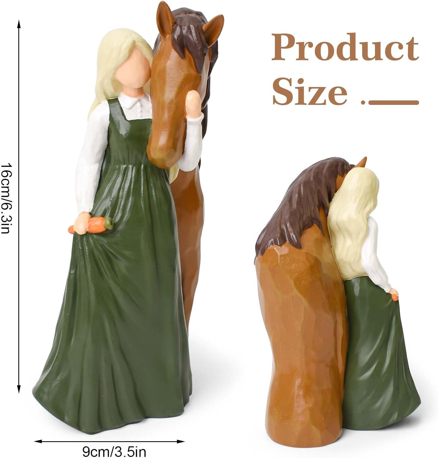 Horse Gifts for Girls Women Horse Lovers, Hand-Painted Girl Embraces Horse Figurines, Resin Horses Decor Statue Memorial Gifts for Birthday Christmas image number 6