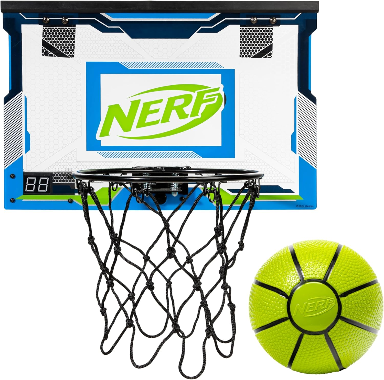 NERF over the Door Mini Basketball Hoop Set - Pro Hoop Mini Hoop Set Foam Basketball - Steel Rim Great for Dunking - Perfect Bedroom + Office Accessory Hoop