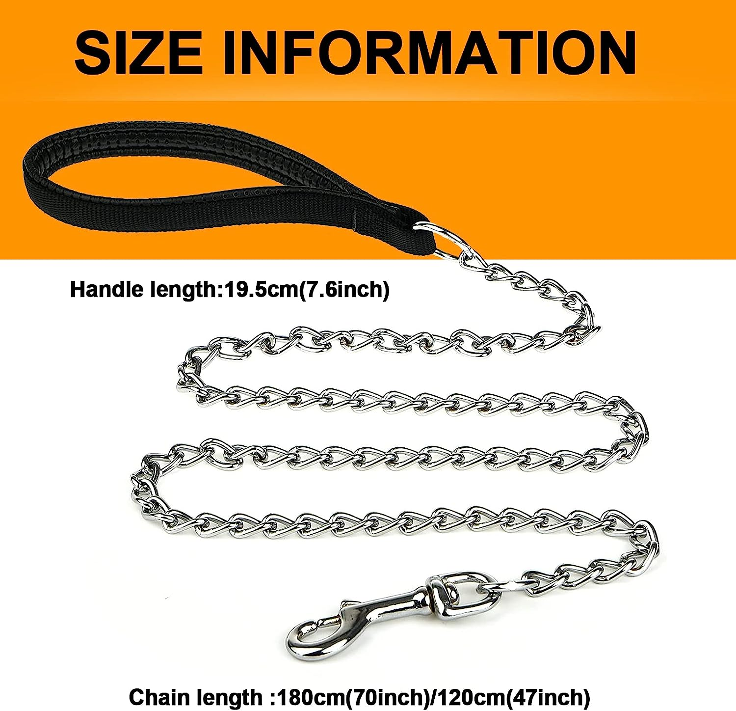 Heavy Duty Metal Dog Leash, 180Cm Chew Proof Pet Leash Chain with Soft Padded Handle for Large & Medium Size Dogs image number 5