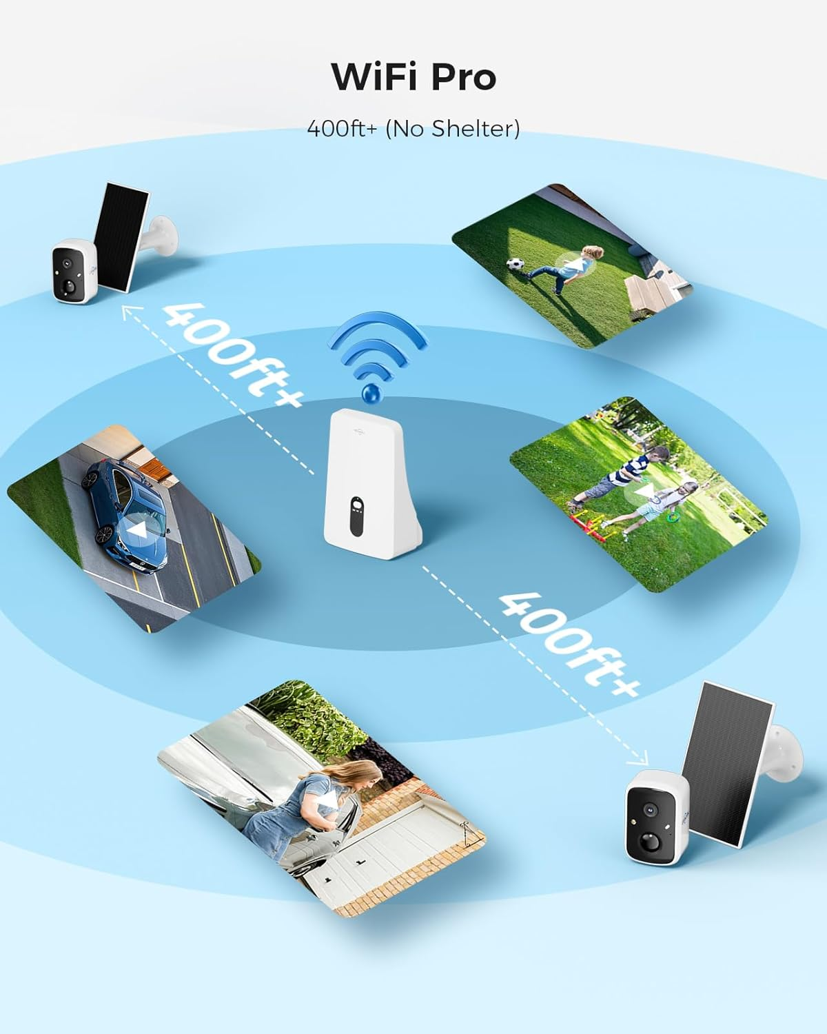 Hiseeu Security Cameras Wireless Outdoor, 4 Cam-Kit, 2.4G, 5G Wifi Pro 400Ft, No Monthly Fee, Solar-Powered, Home Security Cameras System with PIR/AI Detection, 2K Color Night Vision (4 Cam-Kit)