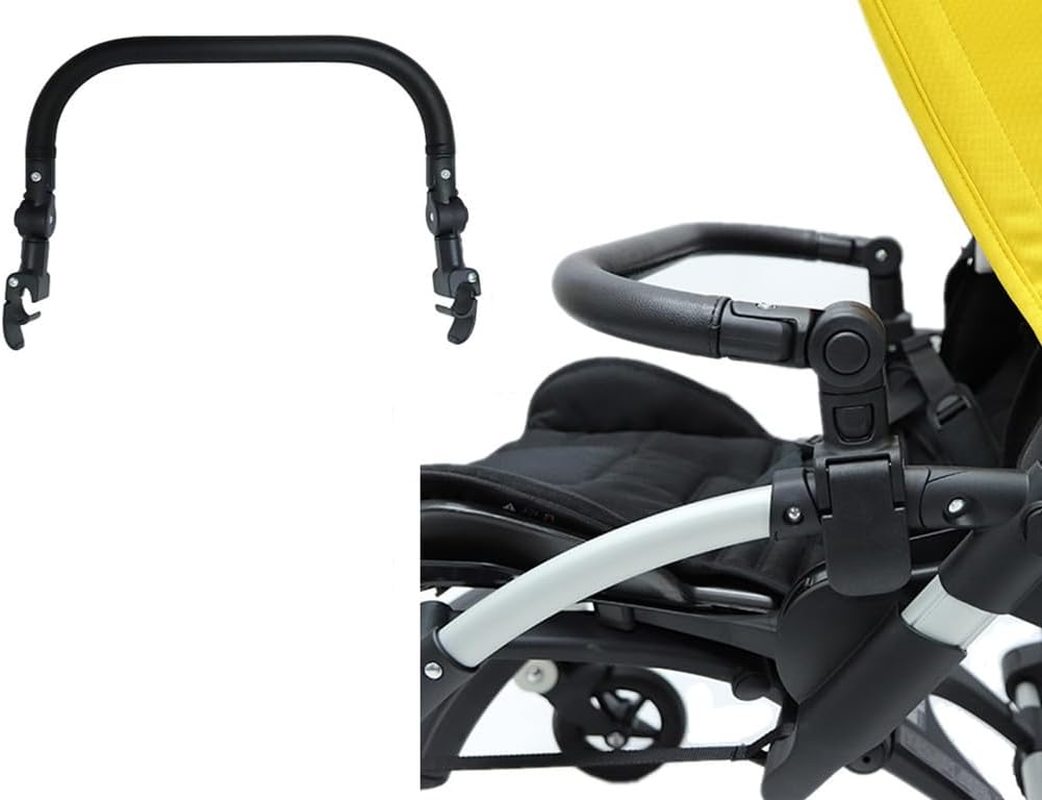 Baby Stroller Bumper Bar Armrest Handle Crossbar Accessories Just for Bugaboo Bee 3 / Bee 5 / Bee 6 with Black PU Leather Handle Cover, Adjustable Angle image number 3