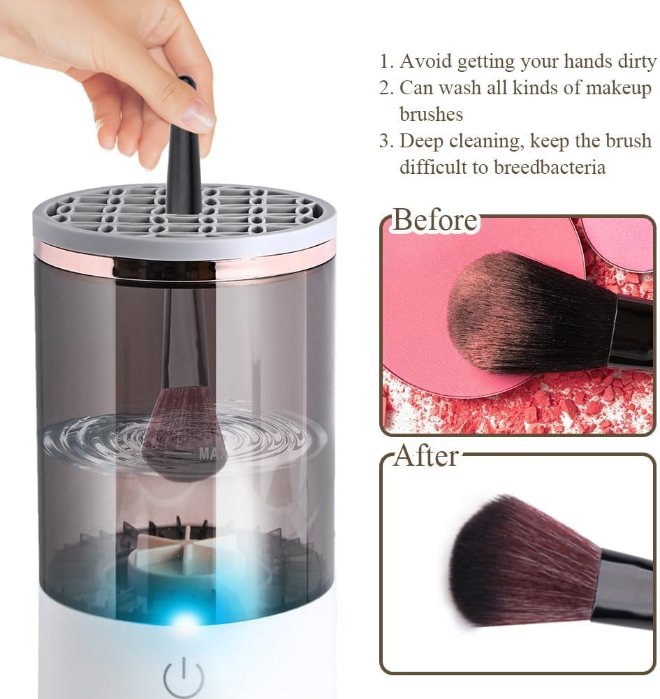 Wilaine Electric Makeup Brush Cleaner Portable Automatic Spinner Cosmetics Brushes Cleaning Tools for All Size Beauty Makeup Brushes Set Mit Makeup Brush Holder image number 3
