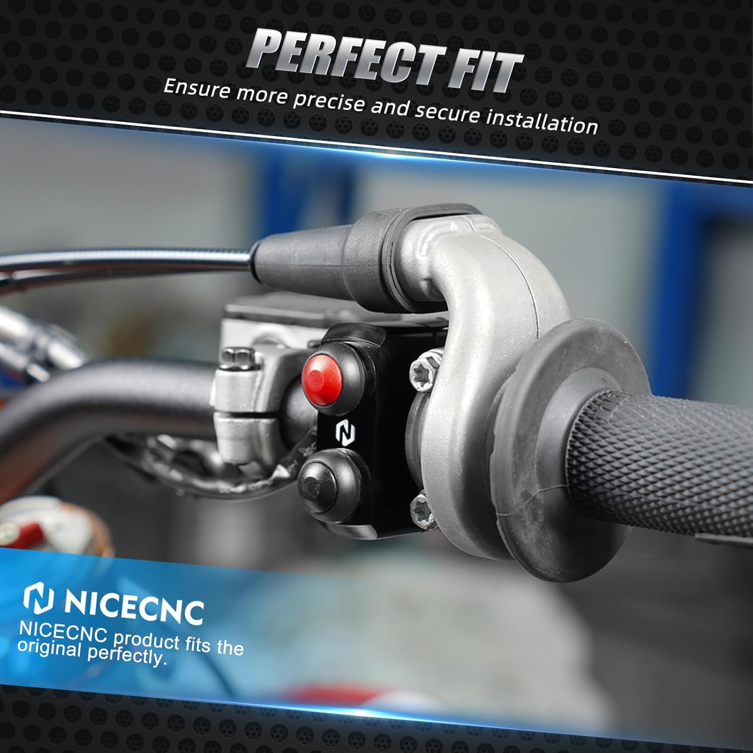 NICECNC Black Control Switch Start Kill Button Compatible with KTM 150-500 XC-W XCF-W EXC EXC-F 2008-2023,Compatible with Husqvarna TE FE 150-501 2014-2023,See Fitment