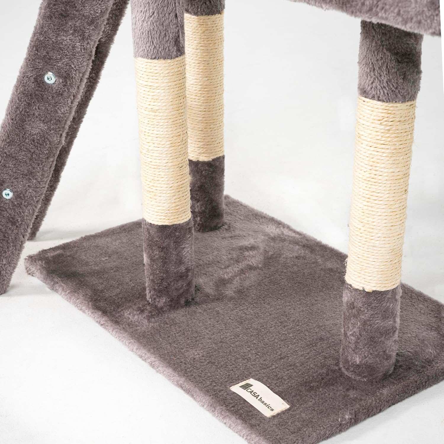 Casa Basics - Cat Tree NENI, Height: 144 Cm, Multi-Level Cat Scratching Post Play Tower with Ladder, Den, Nest, 3 Platforms and 4 Rats (Gray) - Gray image number 4