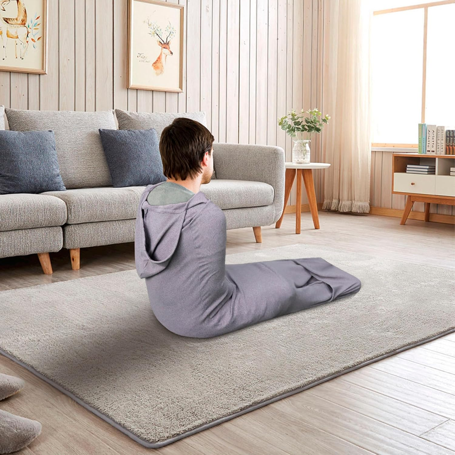 Emesak Compression Sleep Sack, Ultra-Light Wearable Blanket for Enhanced Comfort, Stress & Anxiety Relief, Lightweight Gravity Blanket for Adults - Grey image number 5