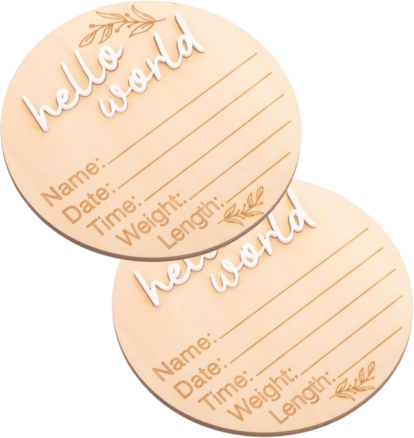 2Pcs Birth Announcement Sign Wooden Discs Milestone Cards for Newborns Decorative Photo Props for Monthly Celebrations for Showers and Nursery
