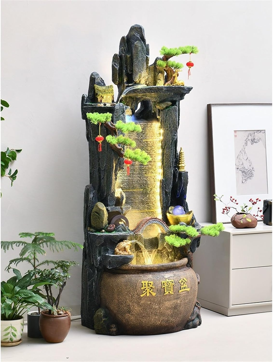 Outdoor Fountain Rockery Water Decoration, Living Room Courtyard Circulation Fountain Landscape, Office Fish Tank(M) image number 4
