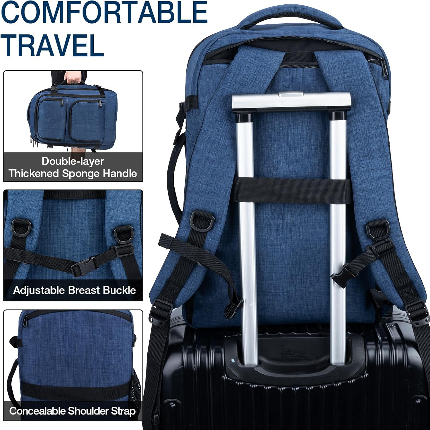 Dinictis 40L Flight Approved Travel Backpack, Waterproof Business Carry on Backpack Fit 15.6 Inch Laptop, Durable Weekender Bag for Men and Women image number 4