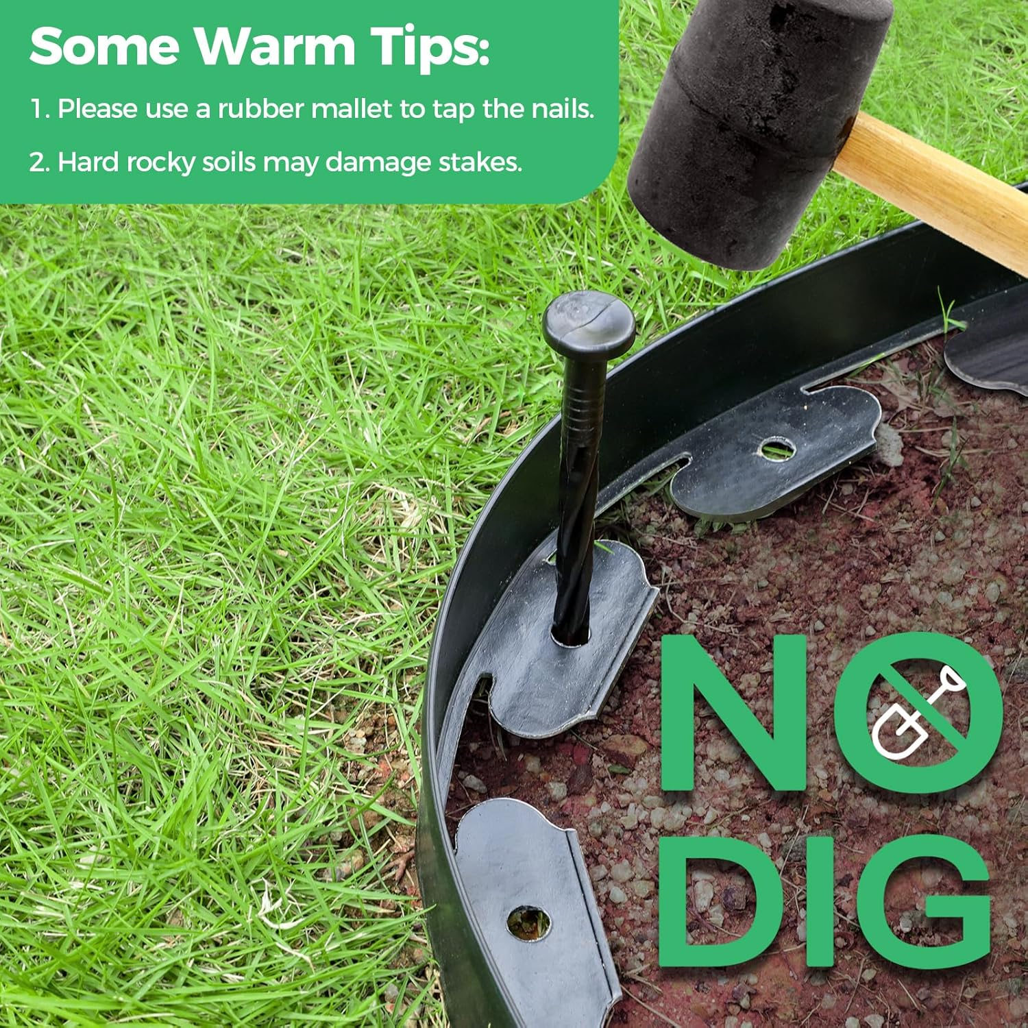 2-Inch X 66 FT Landscape Edging Border with 100 Anchoring Spikes, Garden Border Edging Kit, Plastic Edging Border Flexible for Garden Flower Beds Lawn Yard Paver Pathway (Black) image number 1