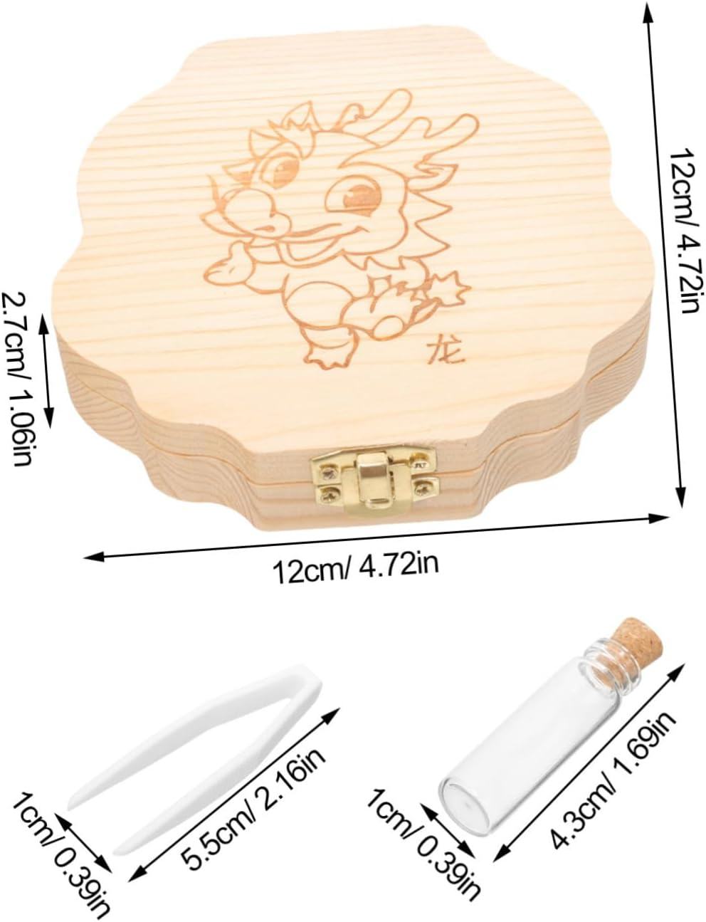 Kisangel Year Old Boy Teeth Keepsake Box Deciduous Teeth Storage Case Wooden Material Chinese Zodiac Dragon Design image number 6