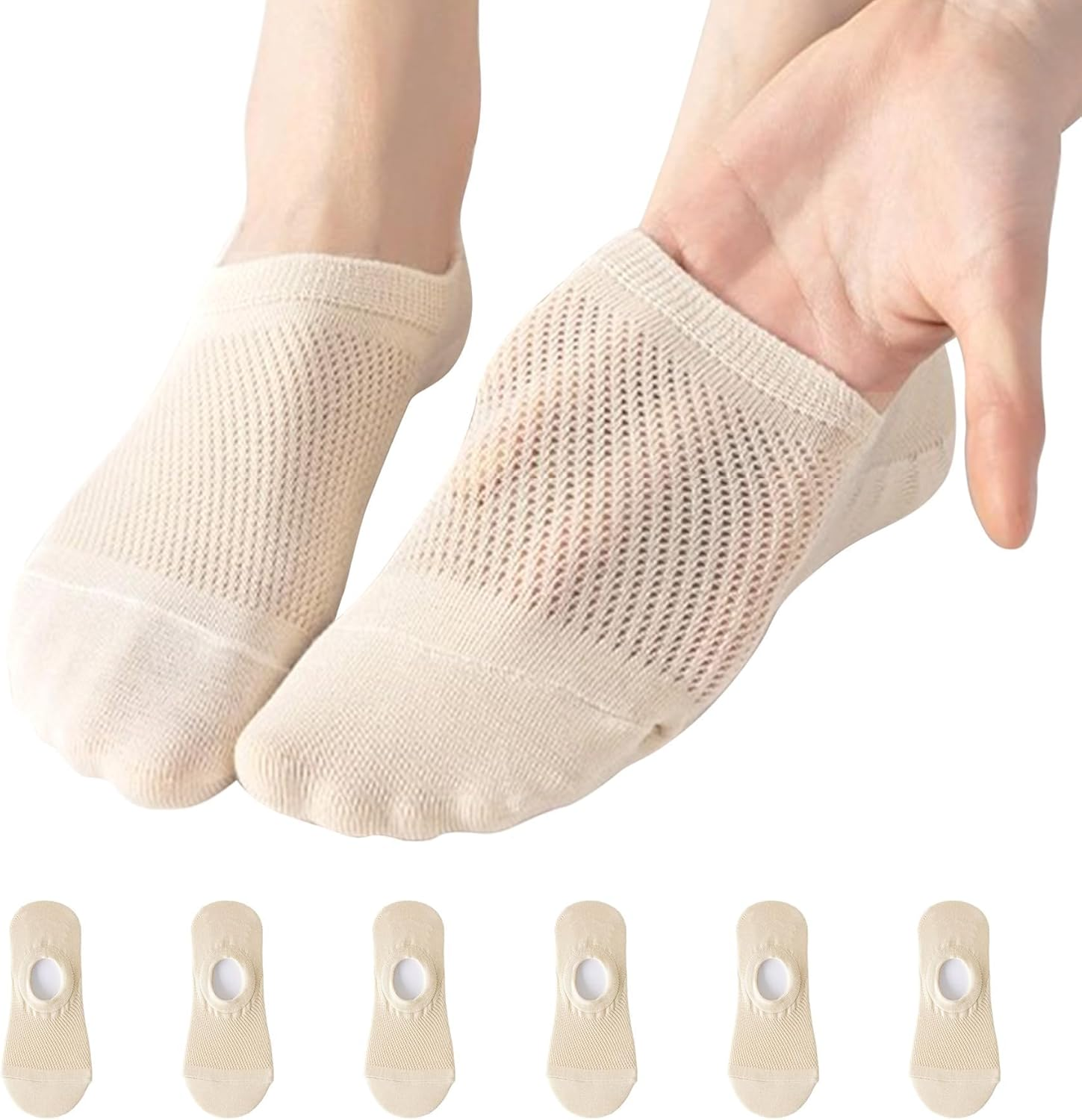 Women'S No-Show Socks &mdash; Summer Cotton Mesh Breathable Anti-Slip Soft Wicking Invisible Socks 6PCS Comfortable Fit for Loafer Flats