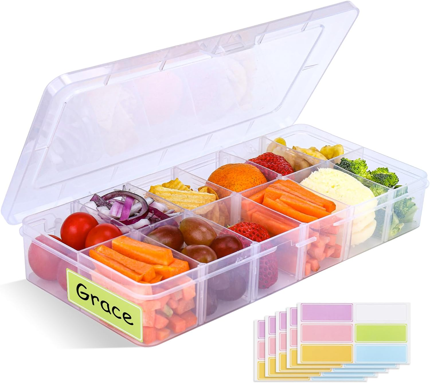 XANGNIER Snack Box Container for Kids Lunch Accessories,Divided Snackle Box Charcuterie Container,12 Compartments Reusable Food Storage Containers for School, Travel,Work,Bento Box Accessories,2 Pack