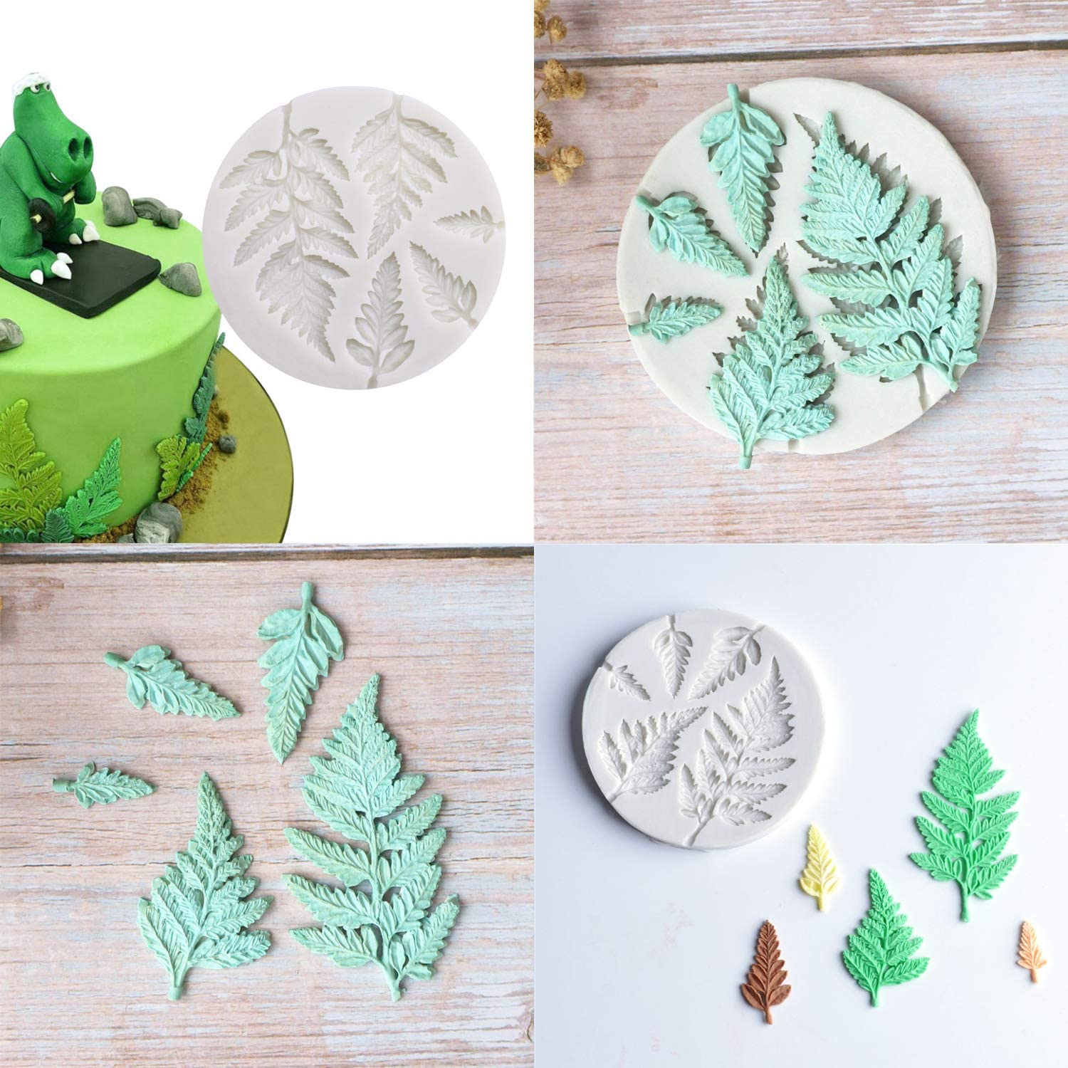 2PCS Fondant Mold Succulent Silicone Fondant Mold Fern Fondant Mold Succulent Leaves Silicone Candy Molds Cake Decoration Molds Gumpaste 3D Silicone Molds for Polymer Clay, Cupcakes, Resin Sugarcraft image number 4