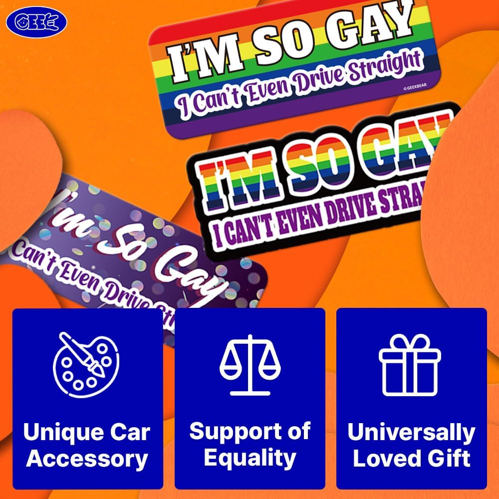 GEEKBEAR I'M so Gay I Can'T Even Drive Straight Car Magnet - 8.7 X 3.5 In image number 4