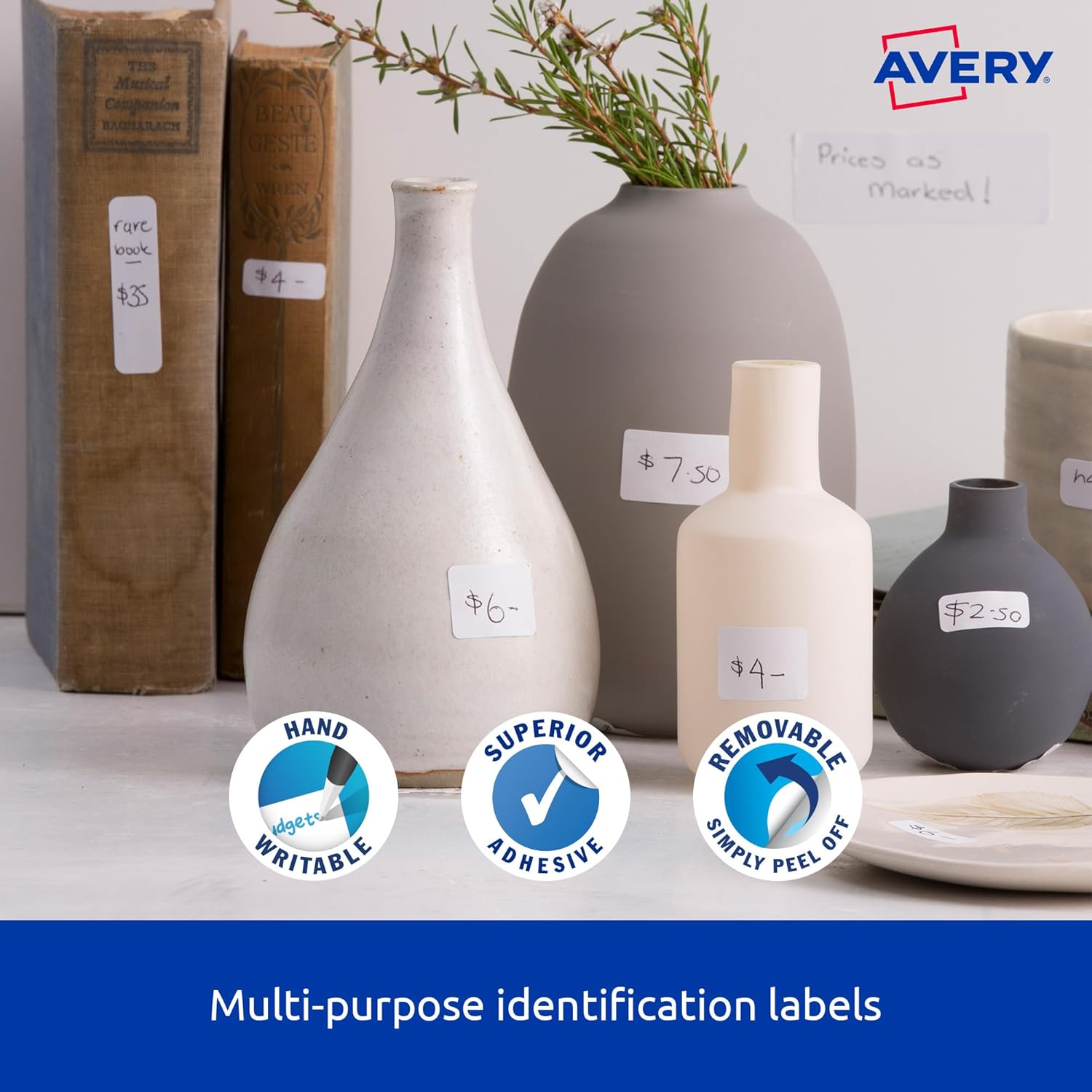 Avery Rectangle Dispenser Labels - Removable Price Stickers - Identification Labels - Office Supplies - White, 64 X 19 Mm, 280 Labels / 1 Roll (937218) image number 6