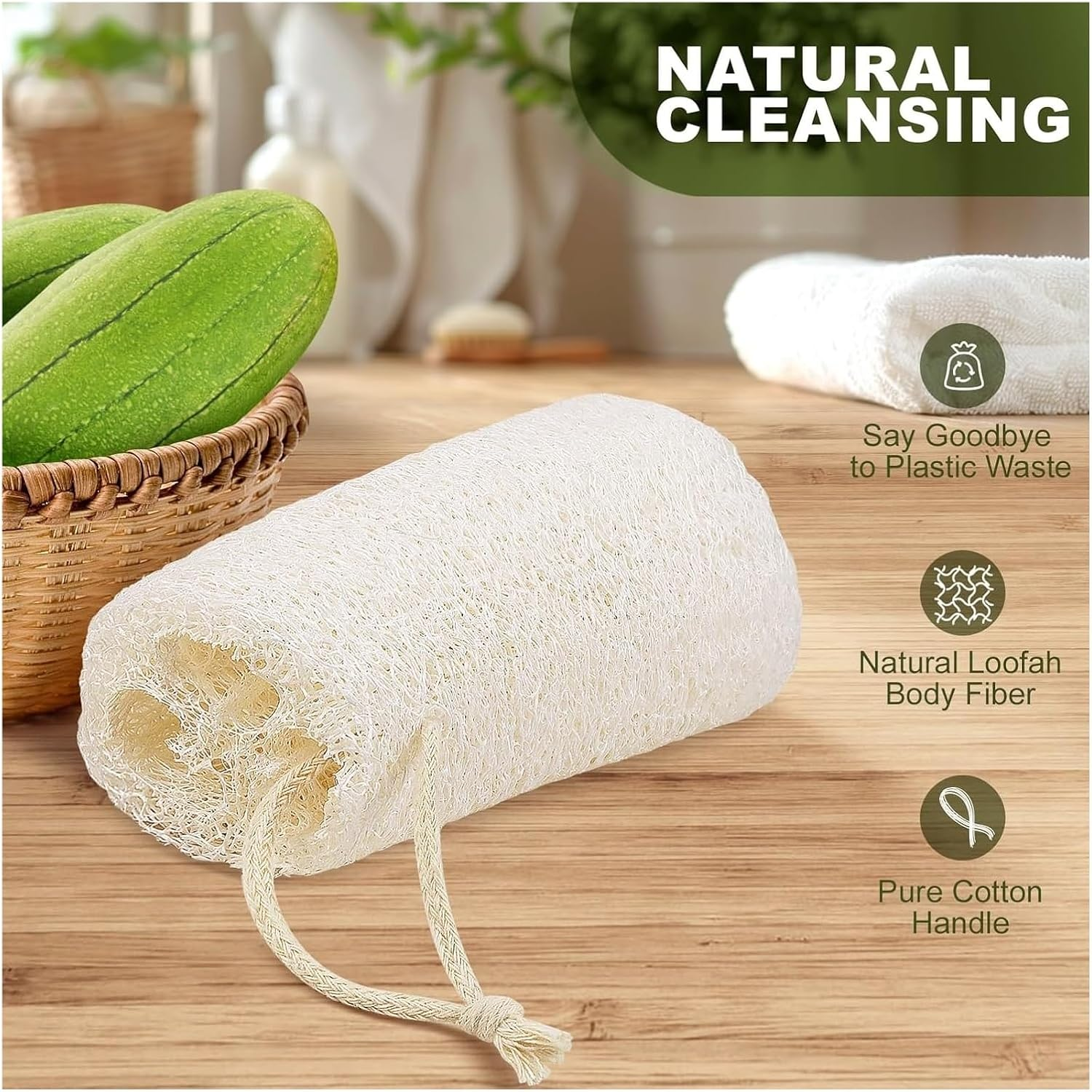 Natural Loofah Sponge Pack, Organic Luffa Body Scrubber Bath Sponges, Shower Loofah Puff Exfoliating Body Sponge for Men Women Skin Care Spa Shower & Travel 6Packs