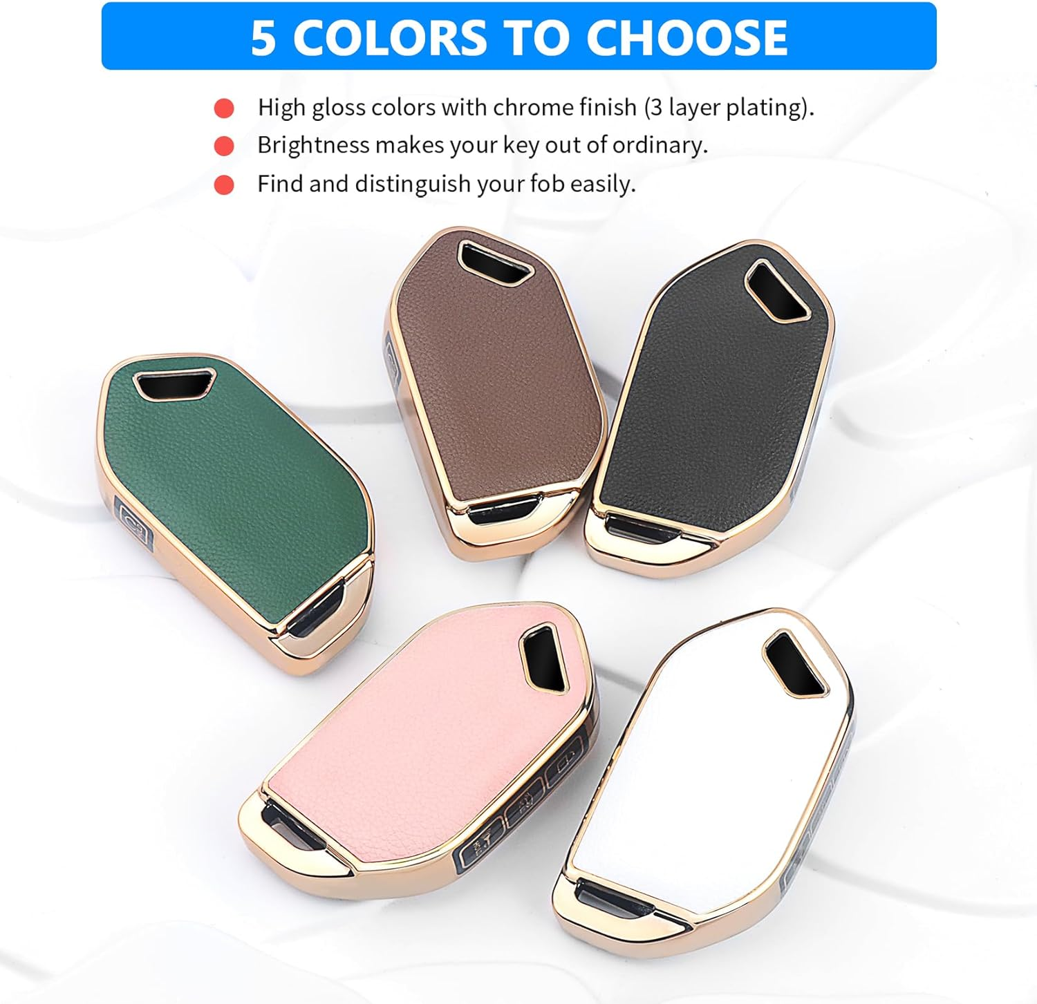 QBUC for Kia Key Fob Cover, Leather Texture Fits 2023-2025 Telluride Sorento Carnival K4 K5 Gt-Line Key Fob Case, Upper Leather + Soft TPU 360&deg;Car Key Protector with for Kia Accessories (Brown) - Black image number 4