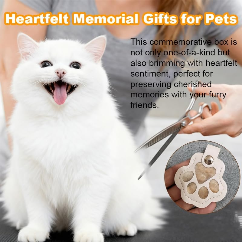 3 Pcs Dog Fur Storage Keychain, Funcyboo Cute Leather Paw Keychain Cat Fur Memory Charm Pet Hair Keepsake Keyring for Bag Purse Key Holder(Khaki,Black,White) image number 5