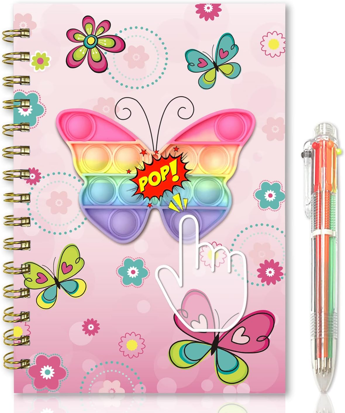 Spiral Notebook for Kids with Pen, 21X14.5Cm 160 Lined Pages Spacecraft Pop Notebook for Boys Diary with 6 Multi-Colored Pen Fidget Cute Teenager Journal for Kids Boy Gifts 6 7 8 9 10 Years Old