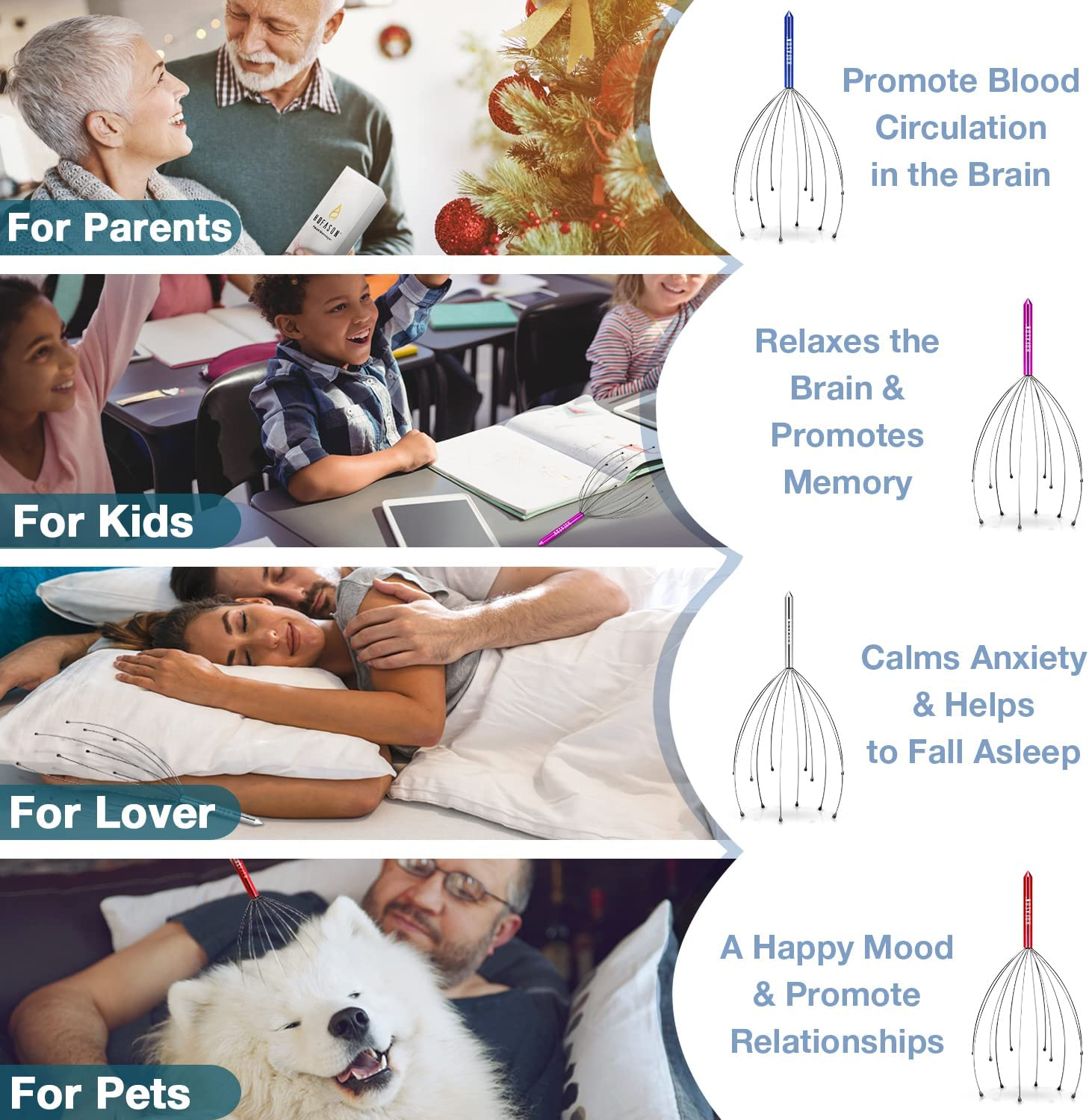 Scalp Massagers, Handheld Head Massage Tingler, Scratcher for Deep Relaxation, Hair Stimulation and Stress Relief (2 Pack, Random Colors) image number 5