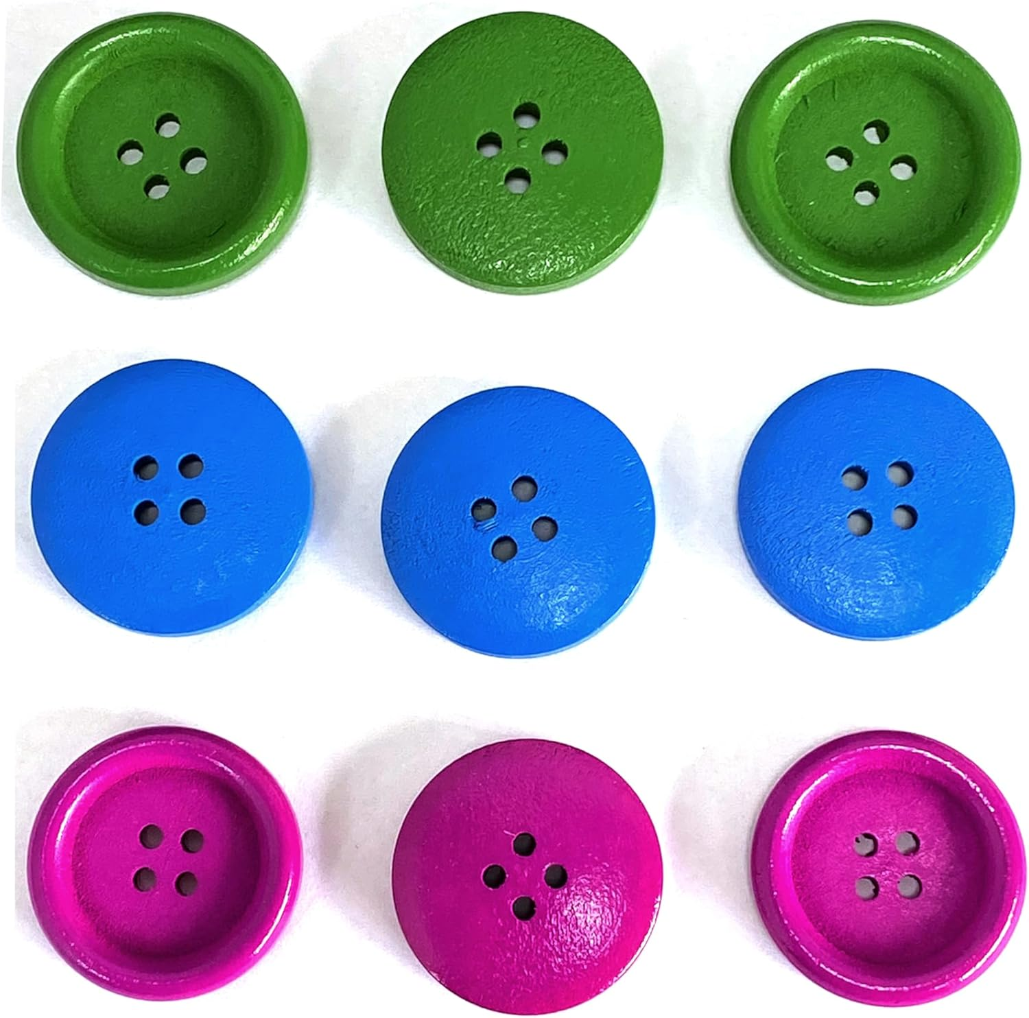 Aoozleny DIY Handmade Wooden Clothing Sewing Button - Solid Color 4Holes Sewing Button for Making Sweater Shirt/Diy Socks, Pack of 100, Multi-Color, 1"(25Mm) image number 6