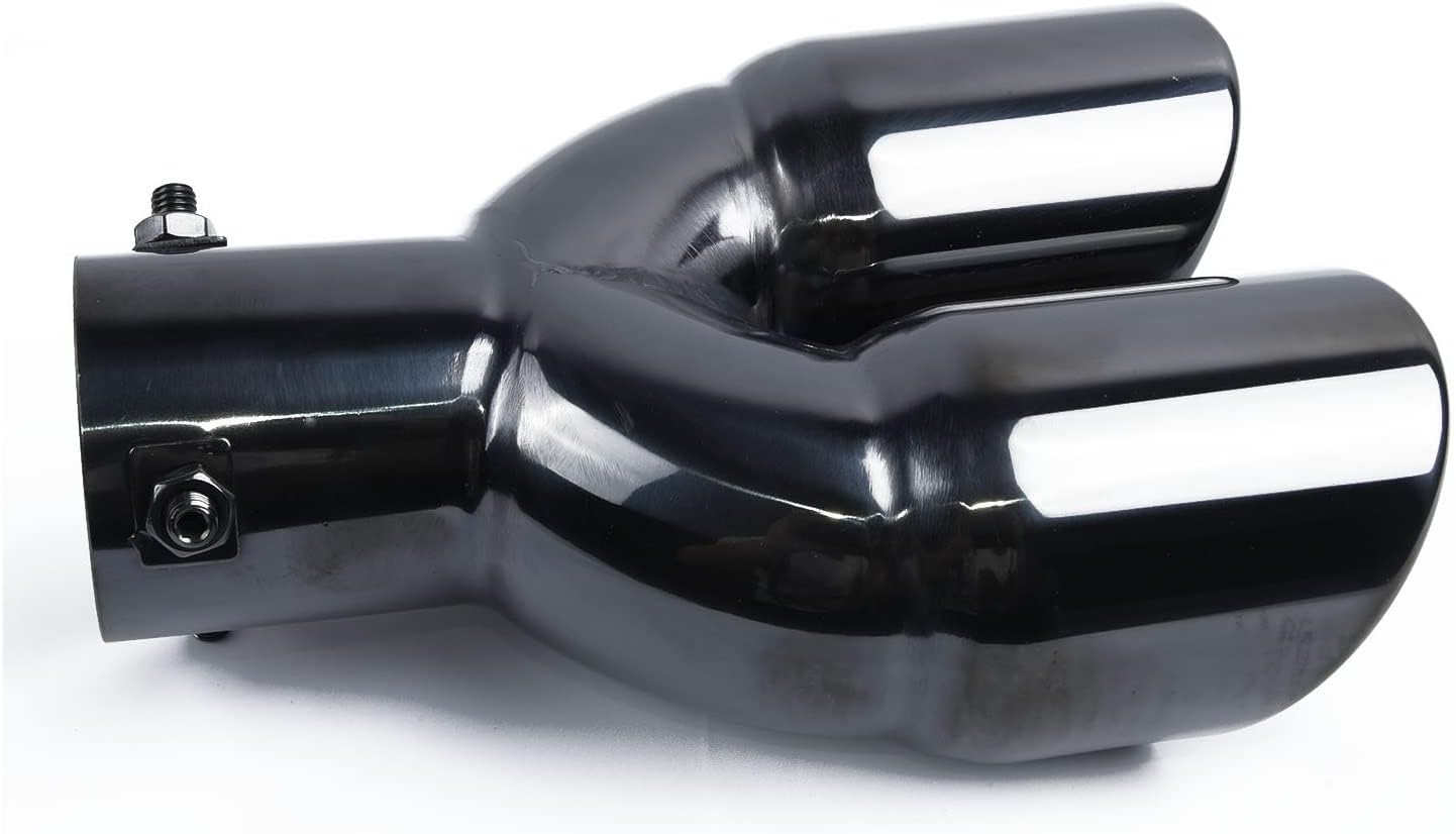 Muffler Universal 63Mm Double Outlet Car Exhaust Systems Pipe Nozzle Muffler Tail Rear Decoration Tube Silencer Straight Car Tuning image number 1