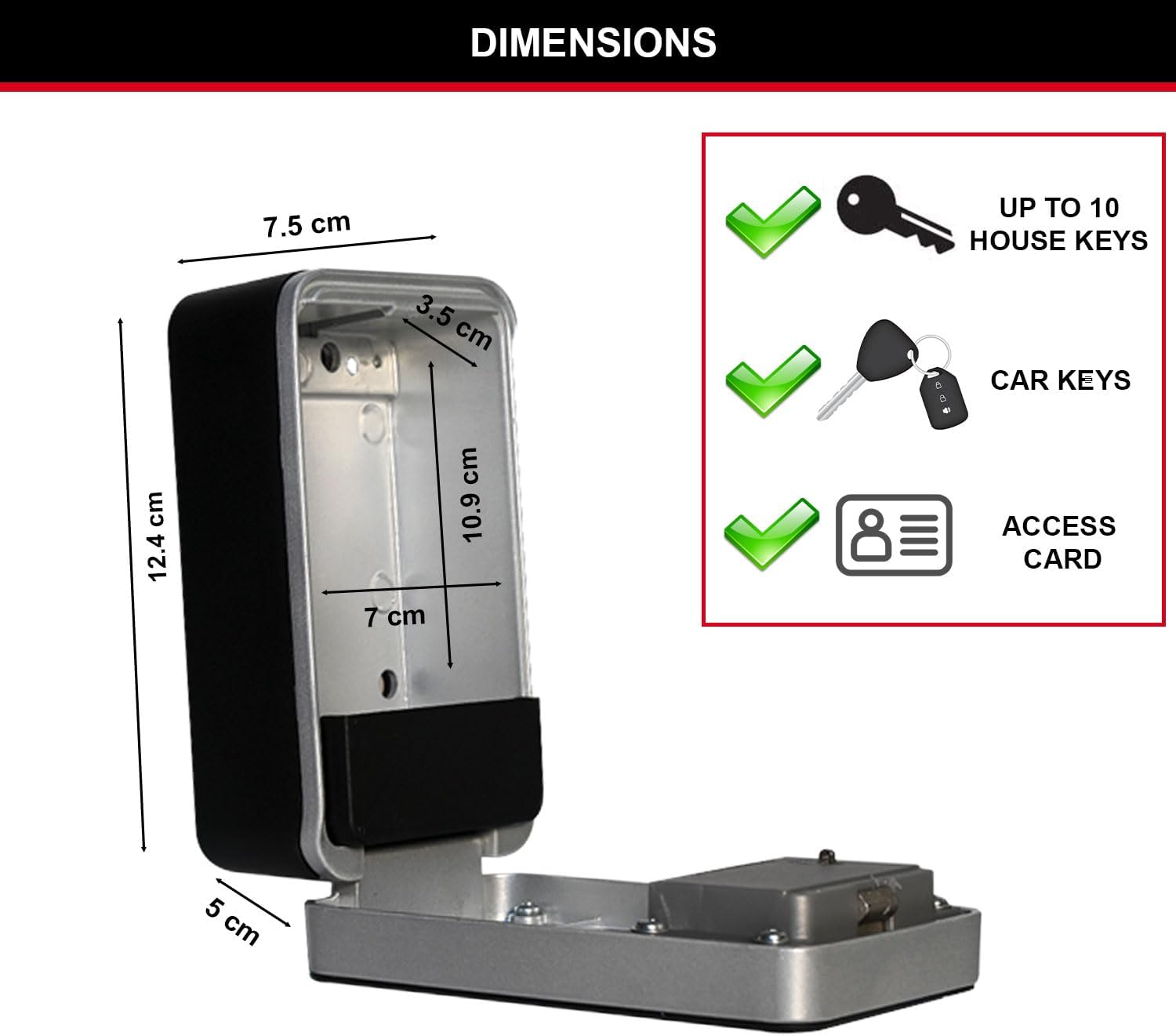 Master Lock Key Safe Wall Mounted Pull to Open Medium Size Outdoor, Mounting Kit, for Home Office Industry 5410EURD image number 5