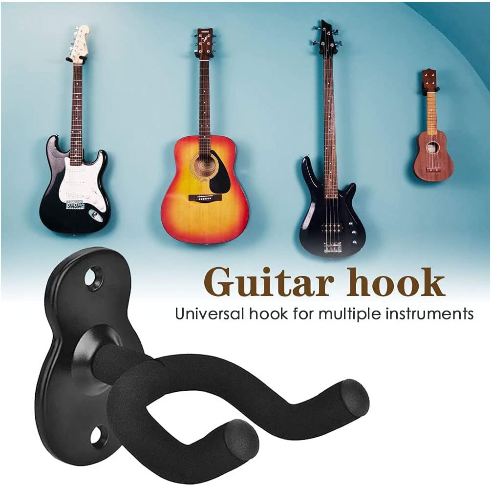 4 Pack Guitar Hanger Hook Wall Mount, Musical Instruments Stand for Hanging All Size Guitars, Bass, Mandolin, Banjo image number 2