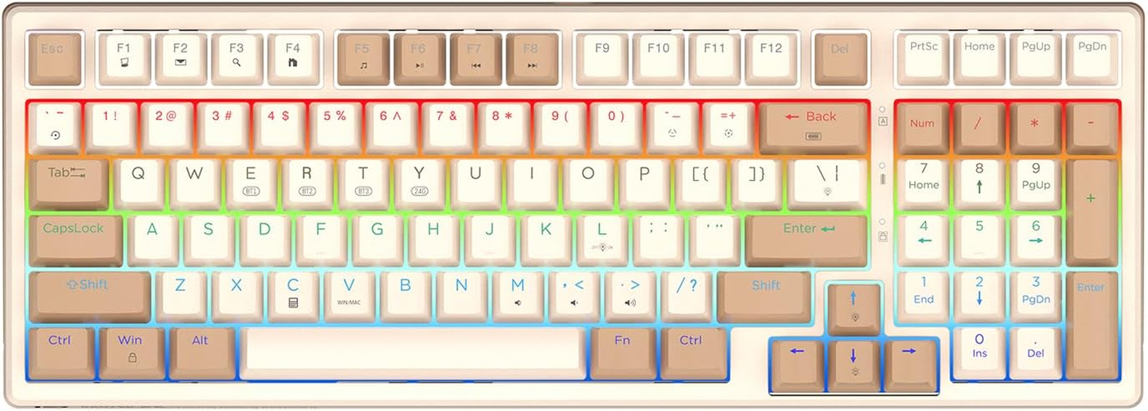 HUO JI 96% Wireless Mechanical Keyboard, Hot Swappable, Pre-Lubed Blue Switches, Gasket Structure, Bluetooth/2.4Ghz/Usb-C, Led Backlit, PBT Keycap Custom Gaming Keyboard for PC (Pink)