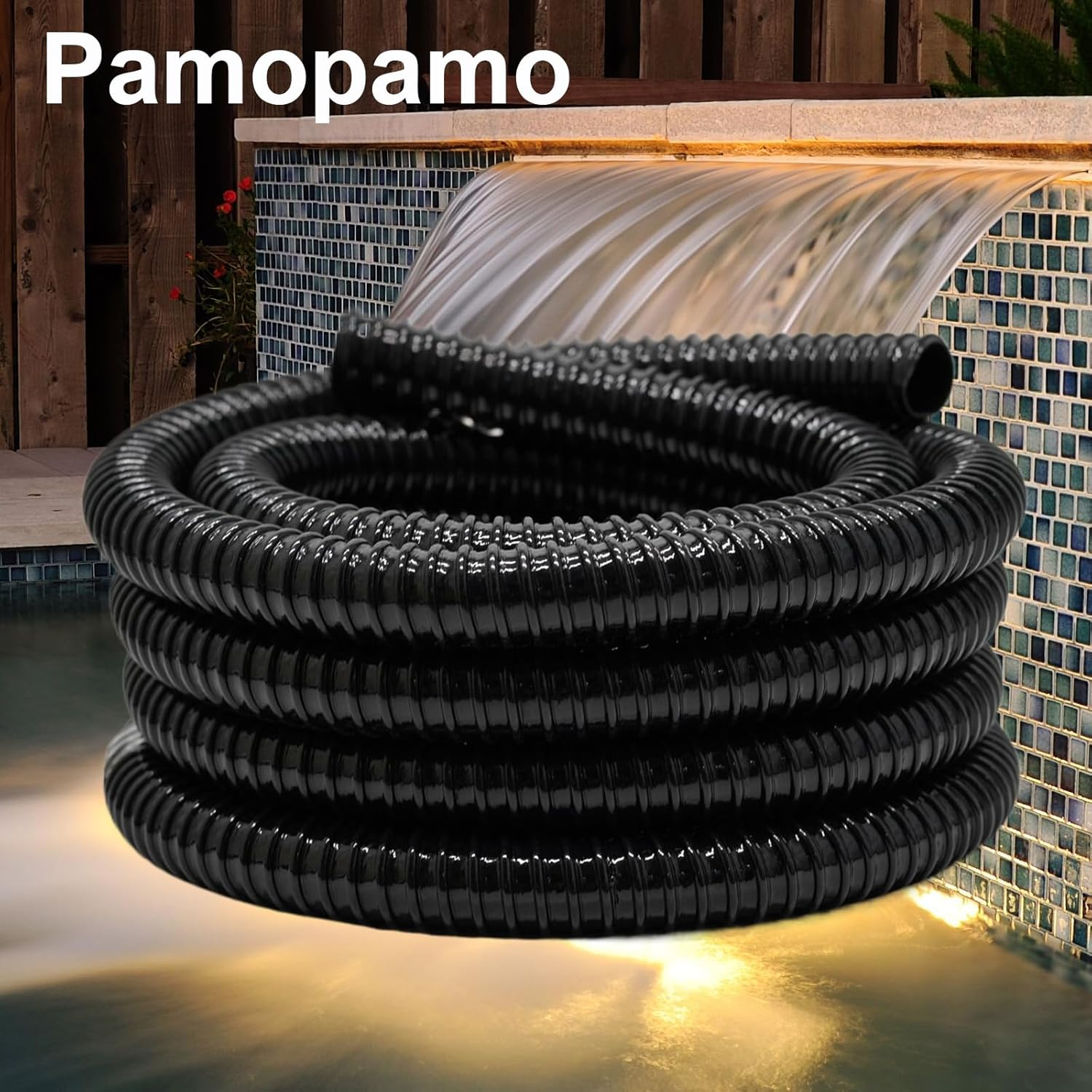 Pamopamo 1 Inch Pond Tubing, 1" ID Corrugated PVC Hose Pipe - 20 Feet Length Flexible Black Aquarium, Pond Waterfall, Garden Pond Pump Drainage Tube image number 4