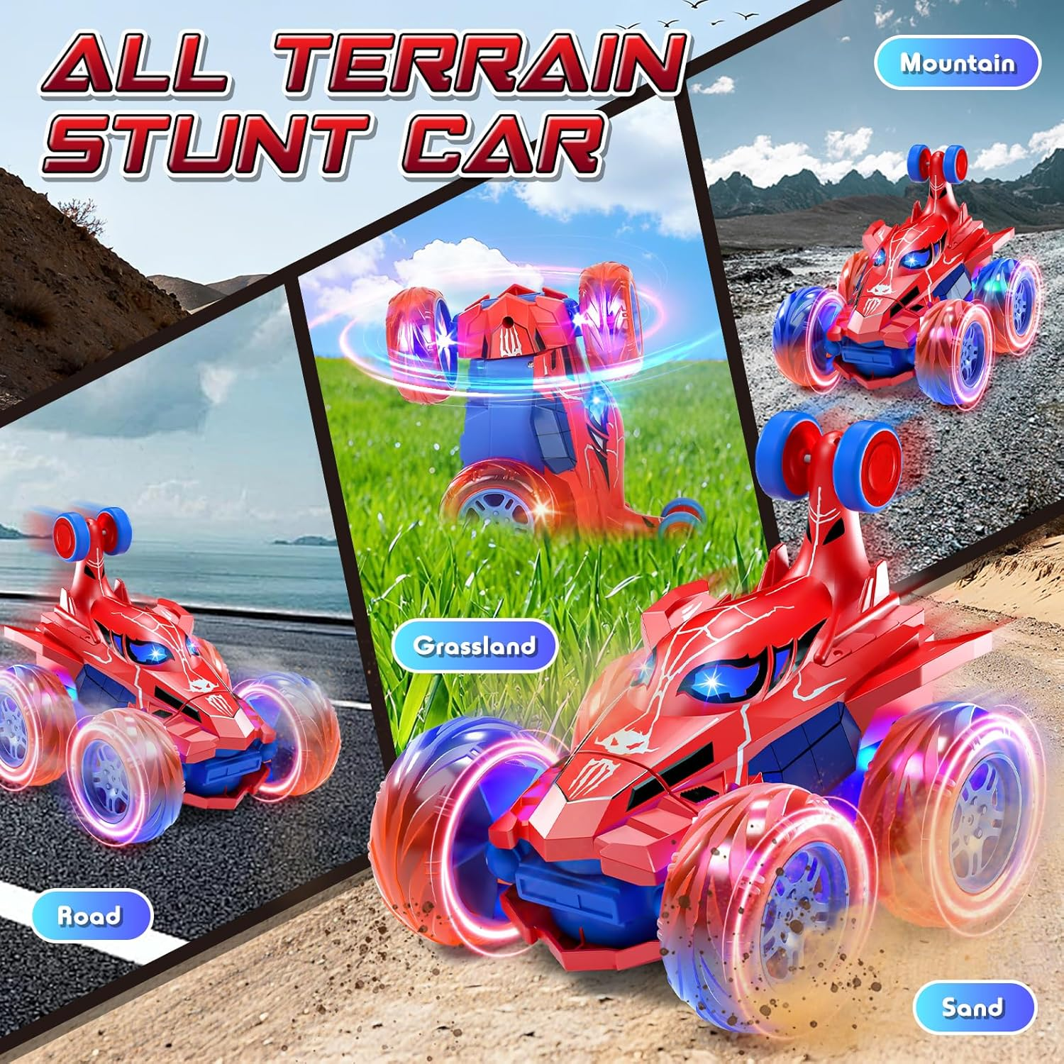 Lehoo Castle Remote Control Car, Kids Toys RC Stunt Car, 360&deg;Rotating RC Cars with Headlights, Boys Toys Rechargeable Toy for 3 4 5 Year Old Boy Toy image number 4