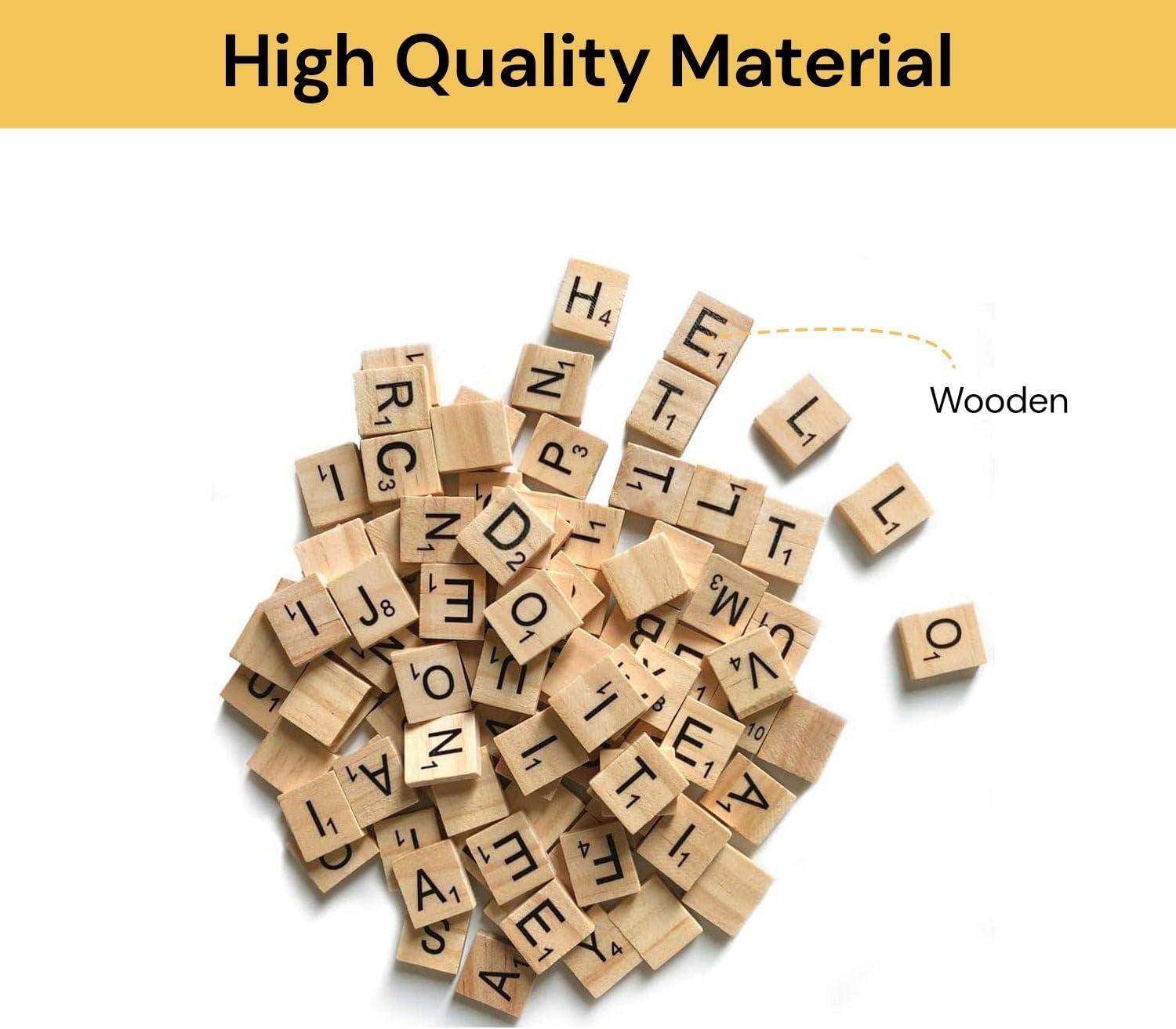 100Pcs Wooden Alphabet Letters Scrabble Tiles Set / DIY Letter Crafts for Children Kids Student