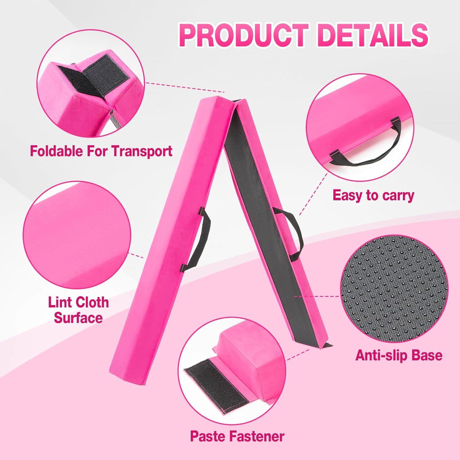 1.8M Folding Balance Beam, Portable Gymnastic Beam with Non-Slip Bottom and Carrying Handles for Kids, Floor Gymnastics Beam for Training, Practice & Professional Home Exercise image number 3