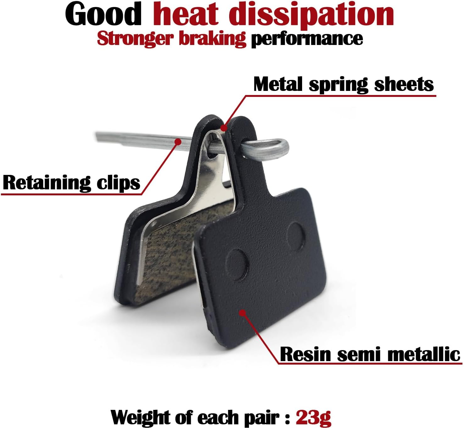 Blingkingdom 4 Pairs Bicycle Disc Brake Pads, Resin Brake Pads Replacement, Compatible with M315 M355 M515 M525 C501 C601 M375 M395 M415 M416 M446 M465 M475 M485 M486 (Black) image number 2