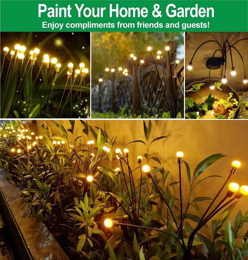 Nineway Solar Lights Outdoor, 6LED Firefly Lights, Wind Swaying, Warm Yellow-4 Count image number 4