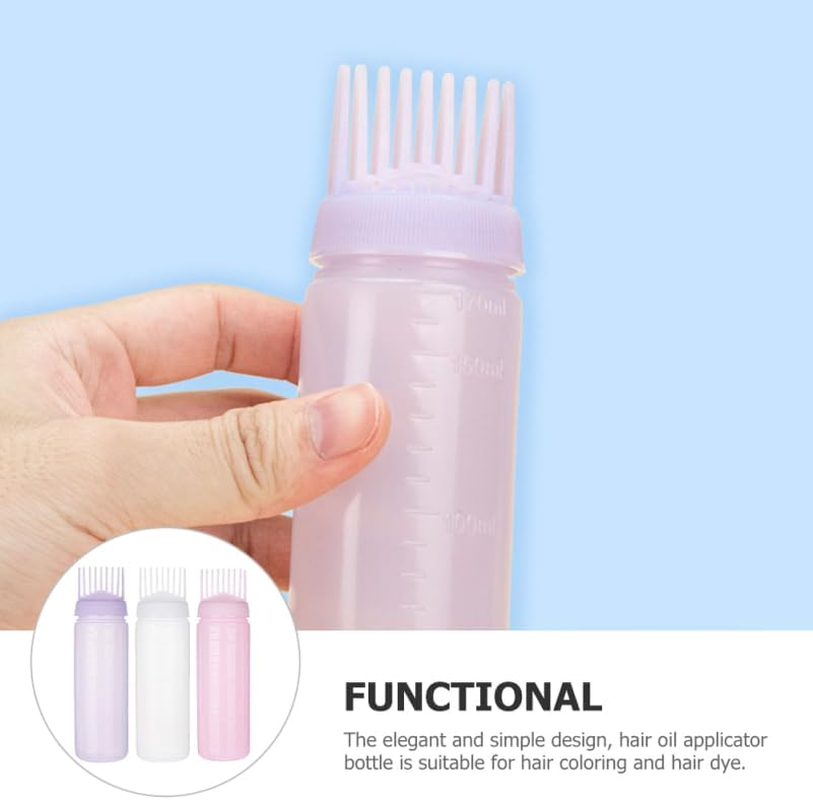 TOVINANNA 3 Pcs Hair Oil Bottle Oil Bottles for Hair Root Bottle Comb Root Bottle Applicator Hair Coloring Bottle Comb Hair Oil Applicator Bottle Hair Coloring Applicator Bottle image number 5