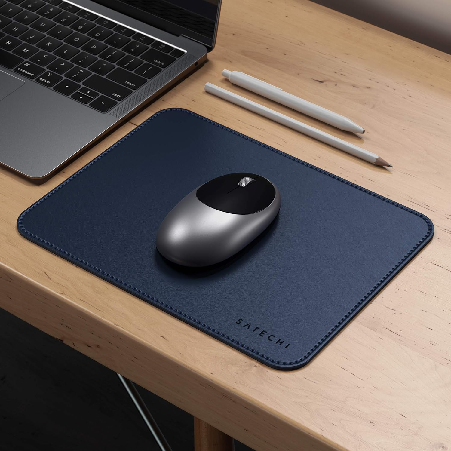 Satechi Eco-Leather Mouse Pad, 9.8" X 7.5" Ergonomic Mousepad, Waterproof Desk Mat for Computer, Laptop, Desk Accessories for Office and Home, Workspace, Gaming - Blue image number 2