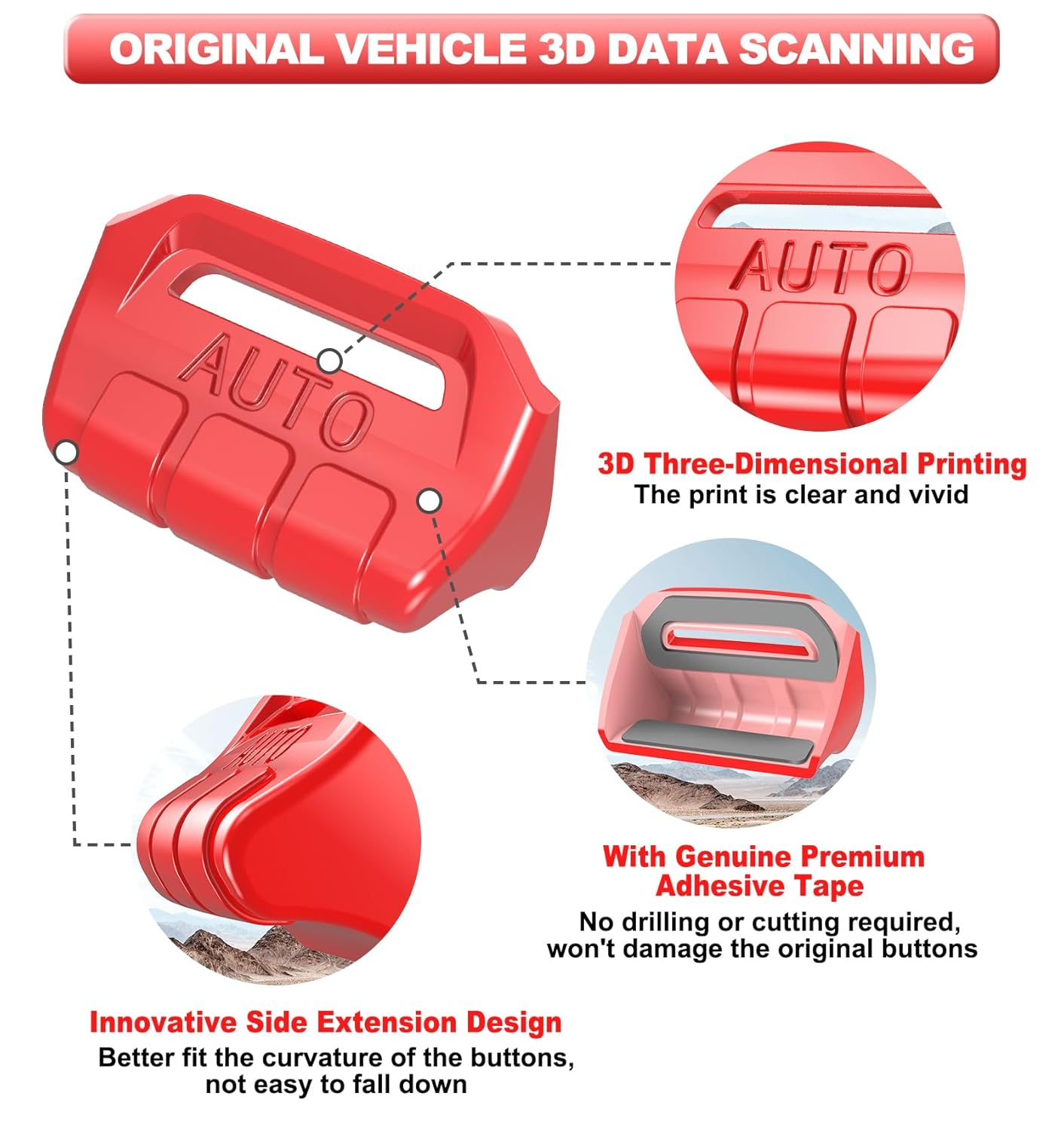 Fits for JL Jeep 4 PCS Upgrade Window Switch Button Cover Compatible with Jeep Wrangler JL JLU 2025 2024 2023 2022 2021 2020 2019 2018 & Gladiator JT 2020-2025 Interior Accessories(Bright Red) image number 6