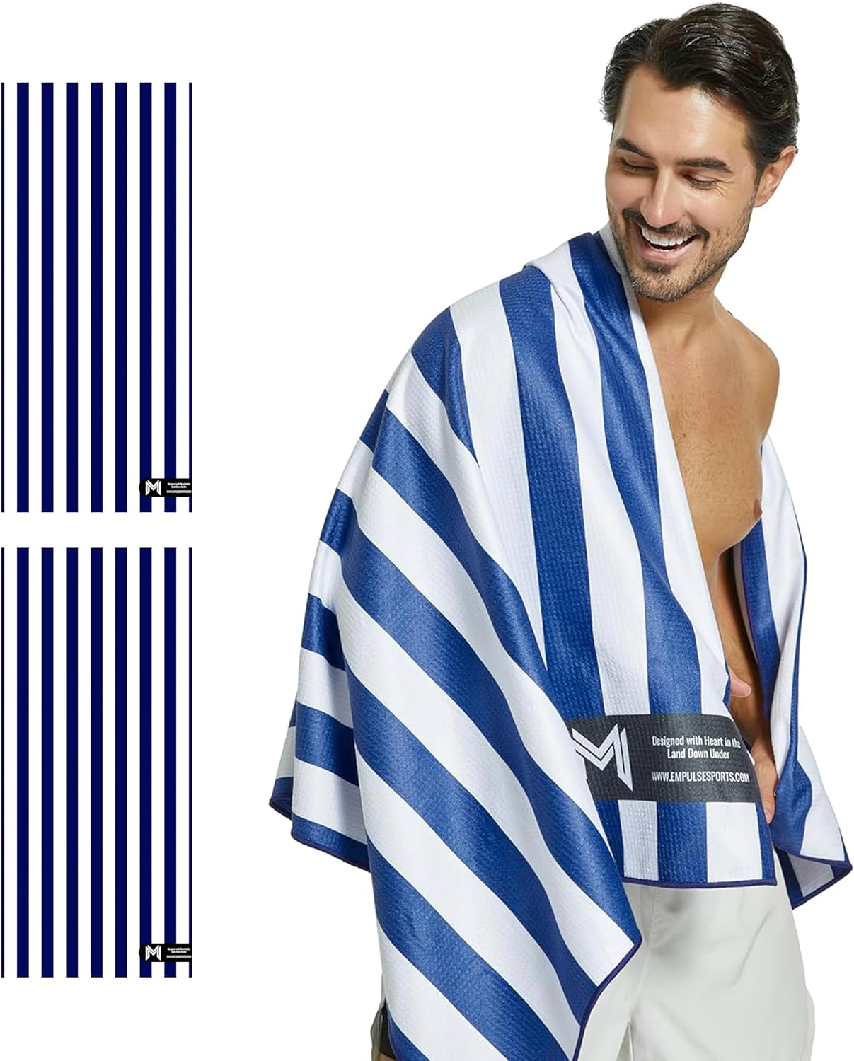 EMPULSE Sand-Free Beach Towel | Ultra-Absorbent & Quick-Drying | Premium Waffle Weave Feel | 160X80Cm | Lightweight & Compact &ndash; Ideal for Beach,Travel, Pool, & More! (Coastal CHILL)