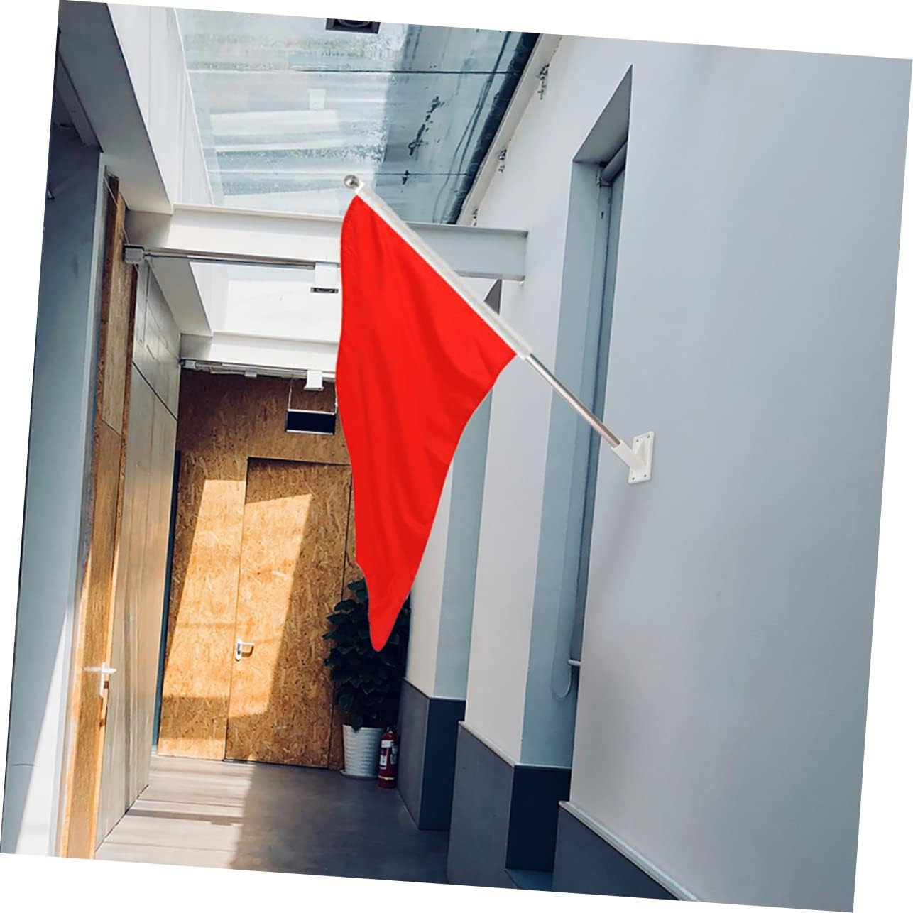 Flagpole Bracket Wall Mount Outdoor Sturdy Metal Flag Pole Stand Base Holder for Garden Lawn Display Stable Support Bracket image number 2