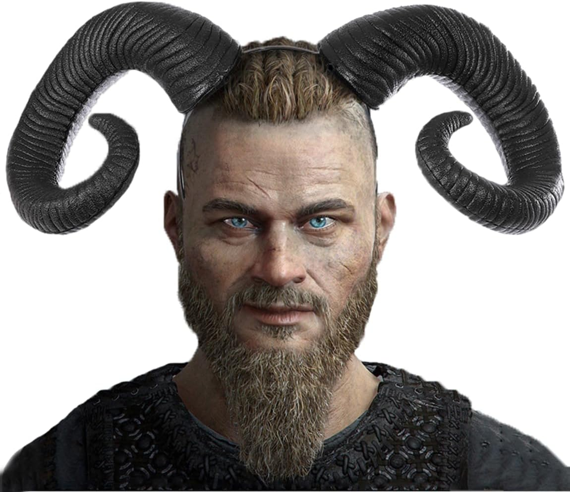 Gothic Black Horn Halloween Costume for Men Women Ram Sheep Horn Headband Hoop Cosplay Devil Horn Headwear Hair Band