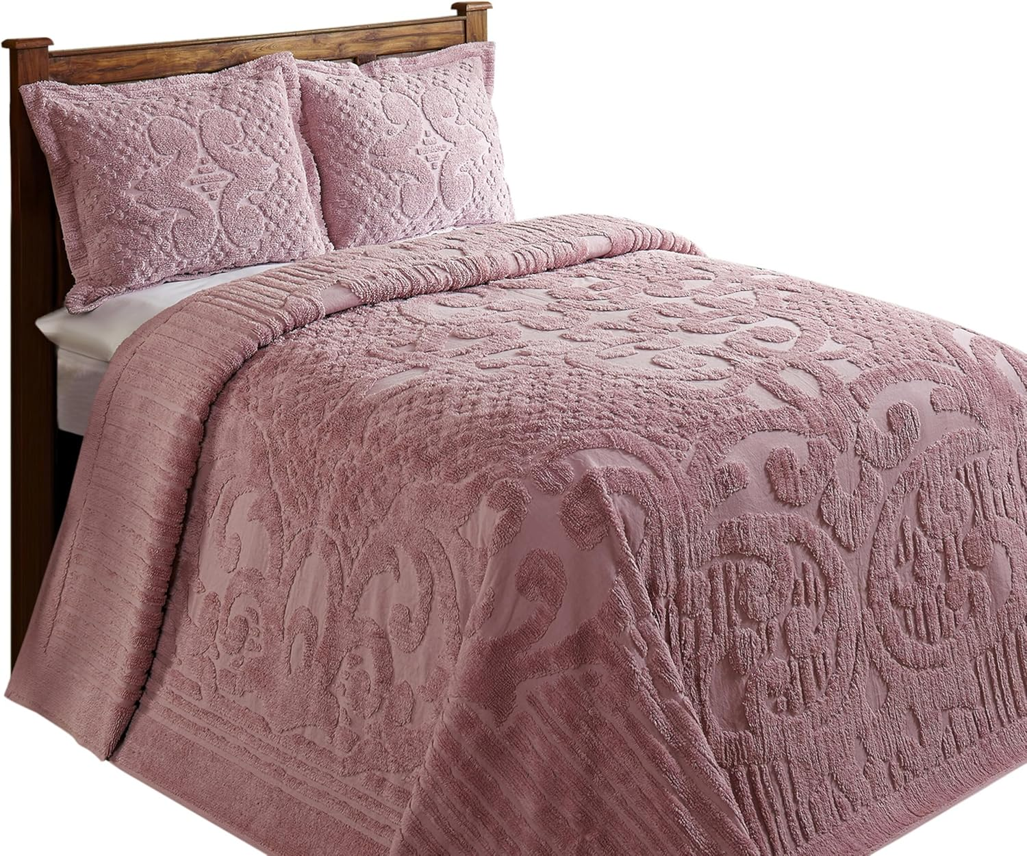 Better Trends Ashton Bedding Set Collection Is Super Soft and Light Weight in Medallion Design 100% Cotton Tufted Machine Washable Tumble Dry, King Bedspread, Pink image number 5